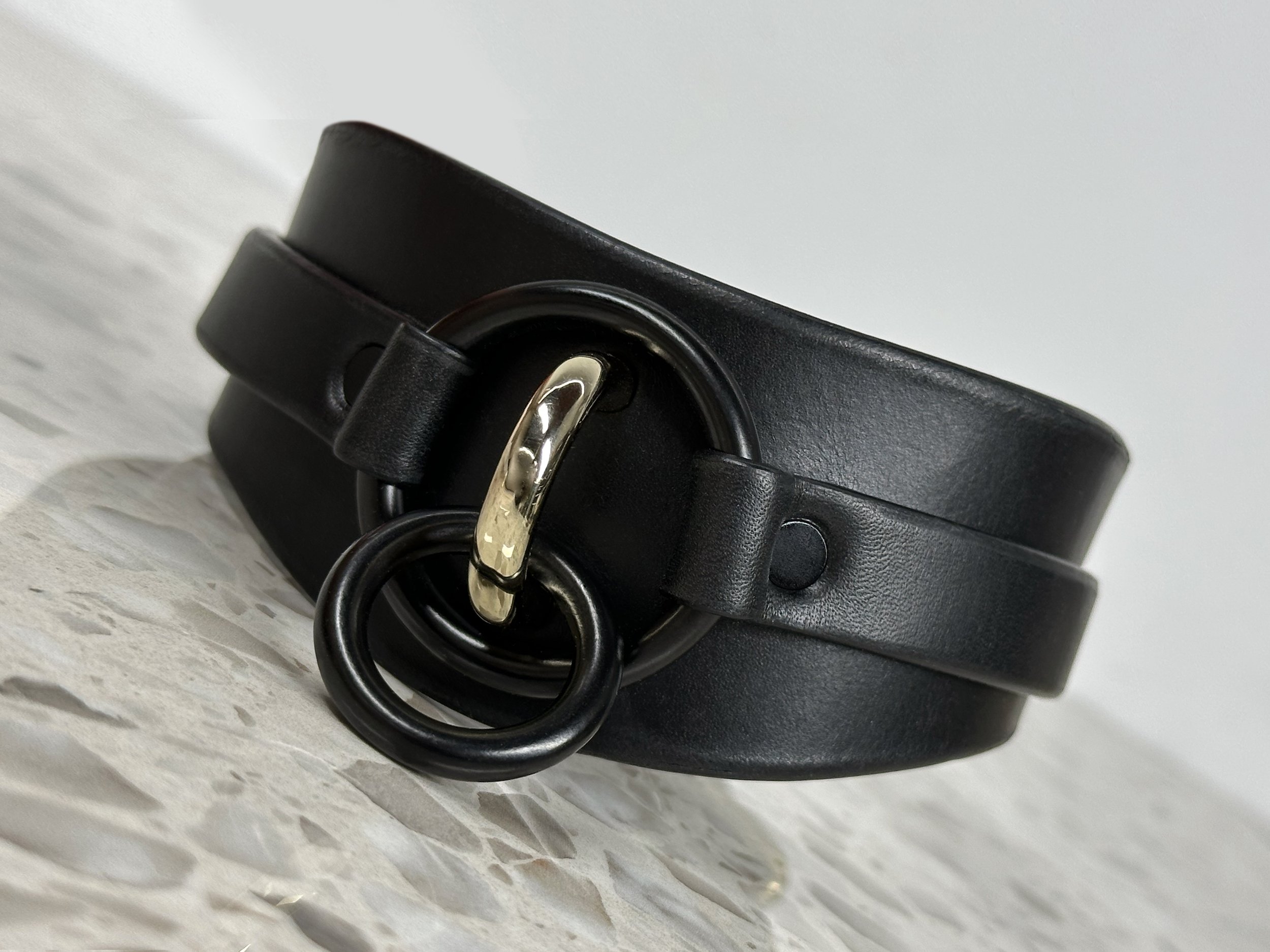 Atticus Ivy Lusaia black leather layered ring collar_front.jpg