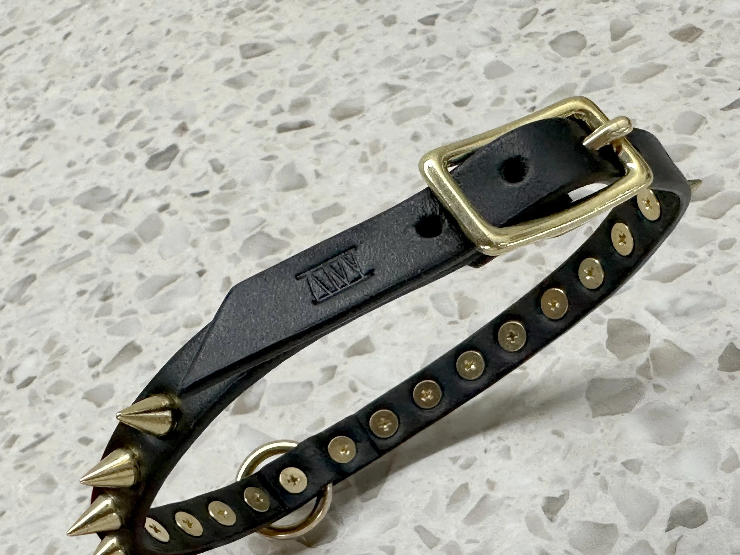 Atticus Ivy Syna black leather spike and ring collar_buckle.jpg