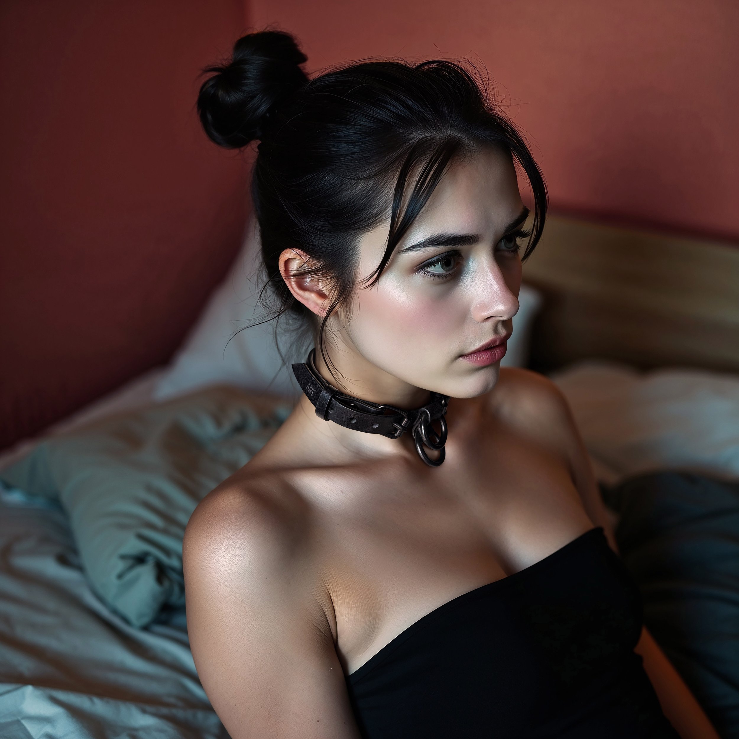 Atticus Ivy Teyr collar in black saddlery with solid brass hardware_jenny.jpg