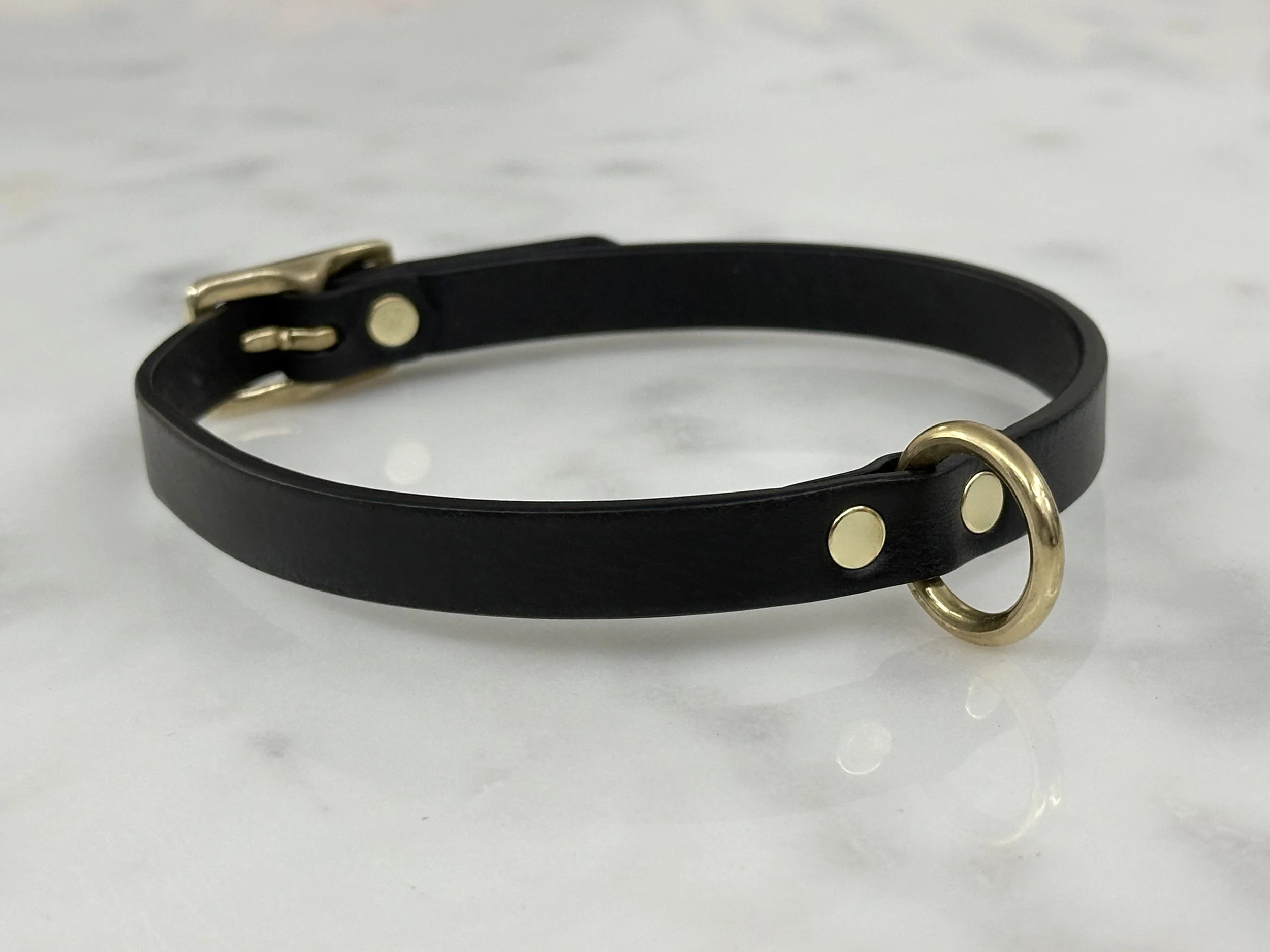 Atticus Ivy Saia black leather slim ring collar_front angle.jpg