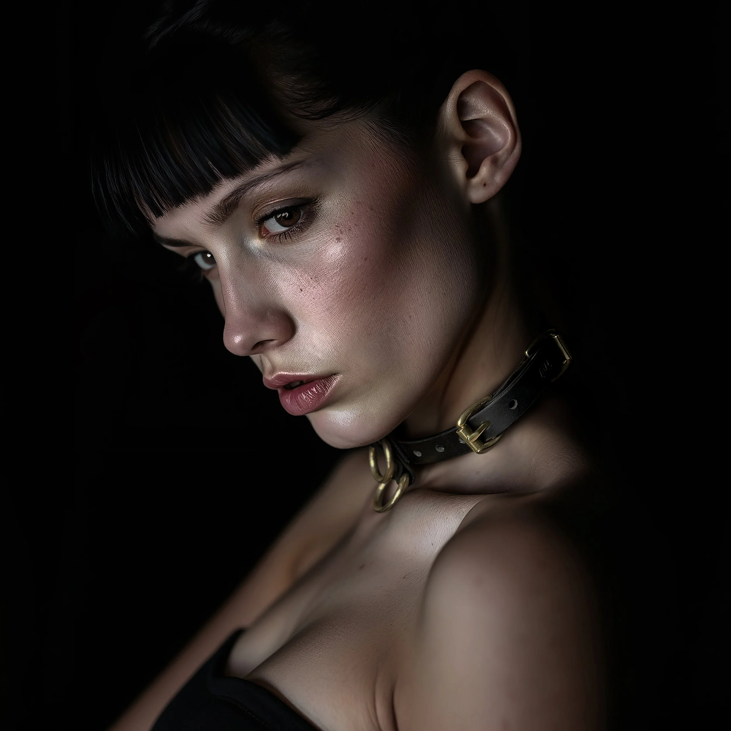 Teyr collar in black saddlery with solid brass hardware_Jolanda sq.jpg
