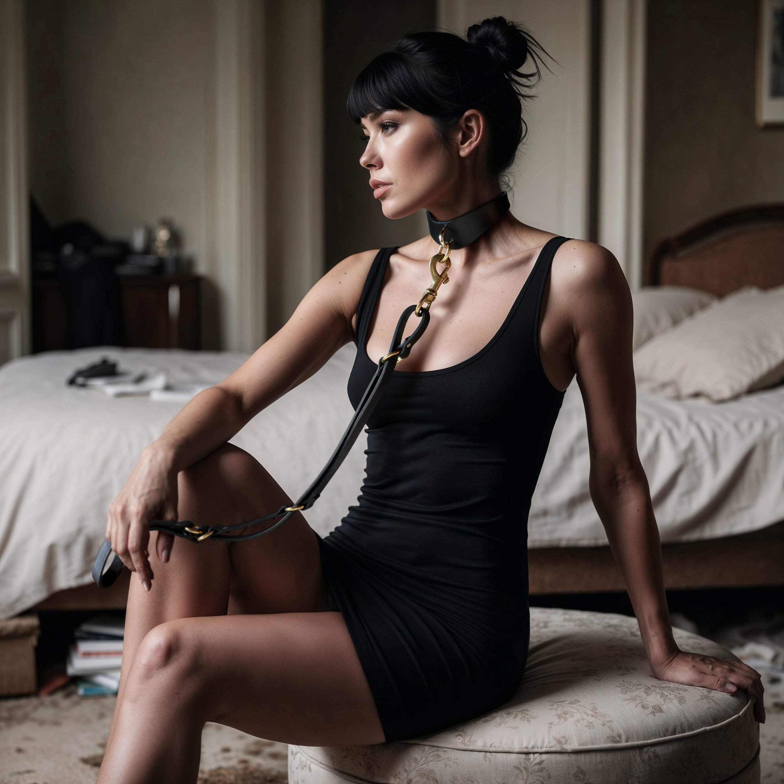 Atticus Ivy Lovisa collar leash in black saddlery leather with brass hardware_chleo_website.jpg