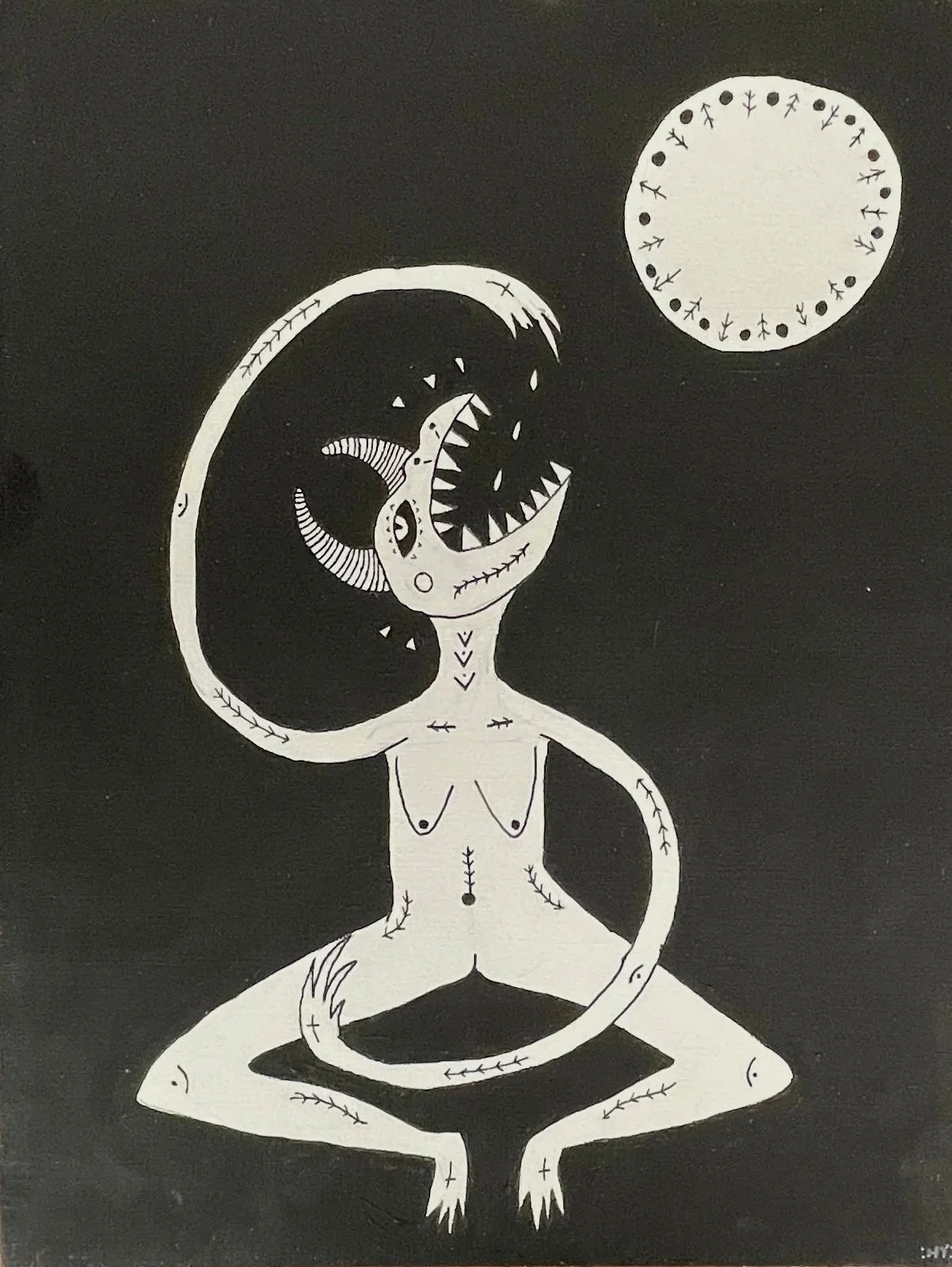 Witch. 9" x 12". Multimedia on canvas board. 2023. 