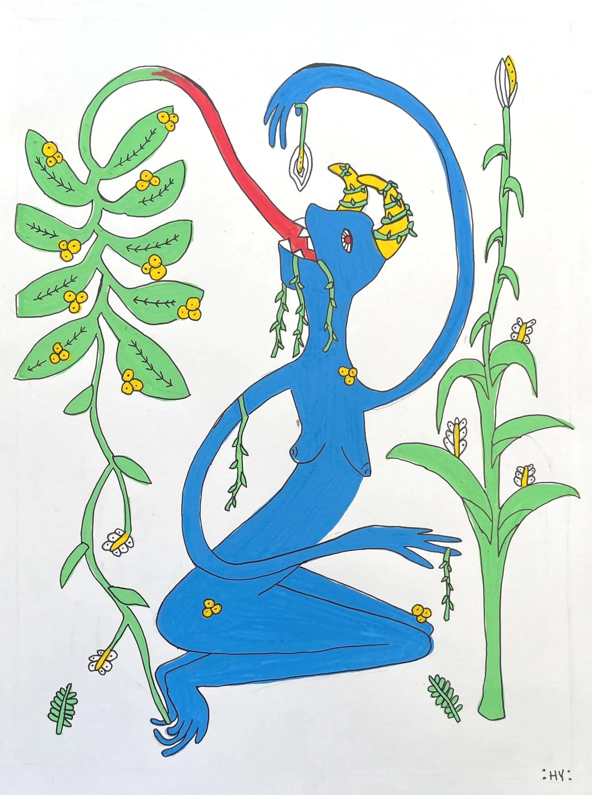 Untitled. 9" x 12" Acrylic marker on bristol. 2025. 