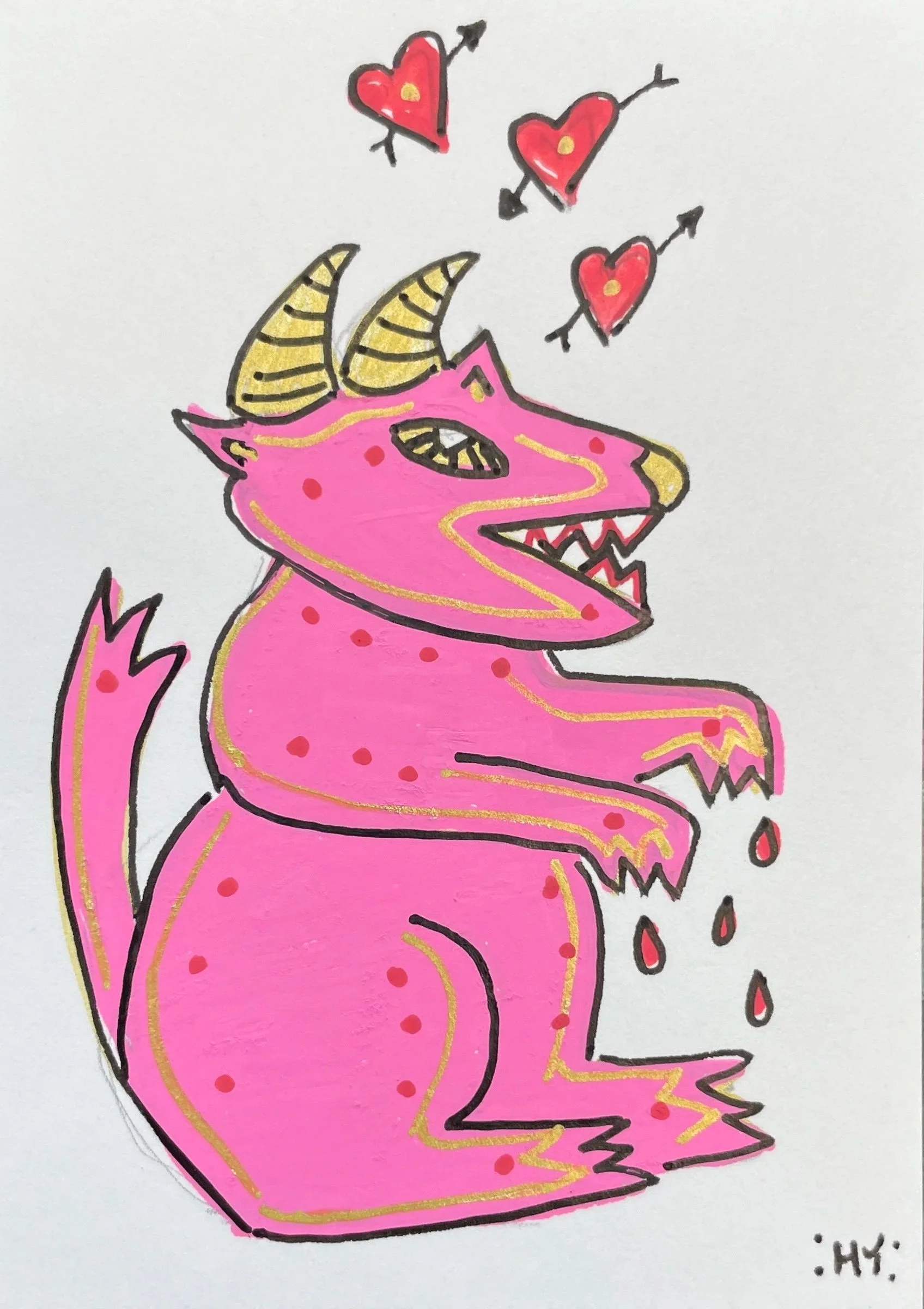 Puppy Dawg. 2.5" x 3.5" Acrylic marker on bristol. 2025. 