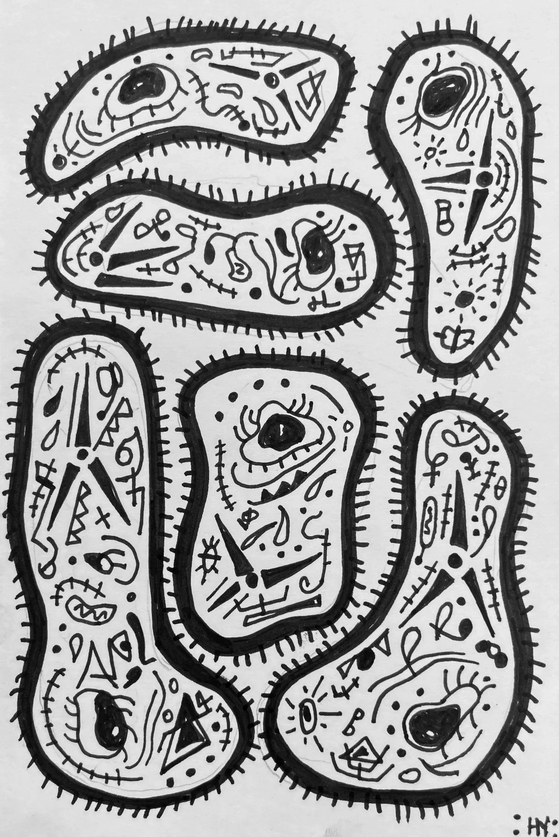 Cells. 4" x 6" Pen on paper. 2025. 