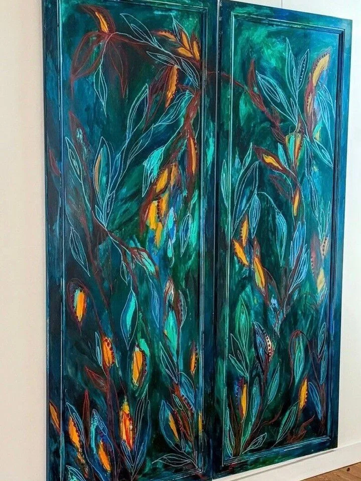 NATURES JOY- DIPTYCH
MIXED MEDIA on FRAMED WOOD PANEL
84 x 30 x 1 inches.

Signed, shipped, wired and ready to hang.

#mixedmediaart #artist #lowcountryartist #ArtForSale #collectart