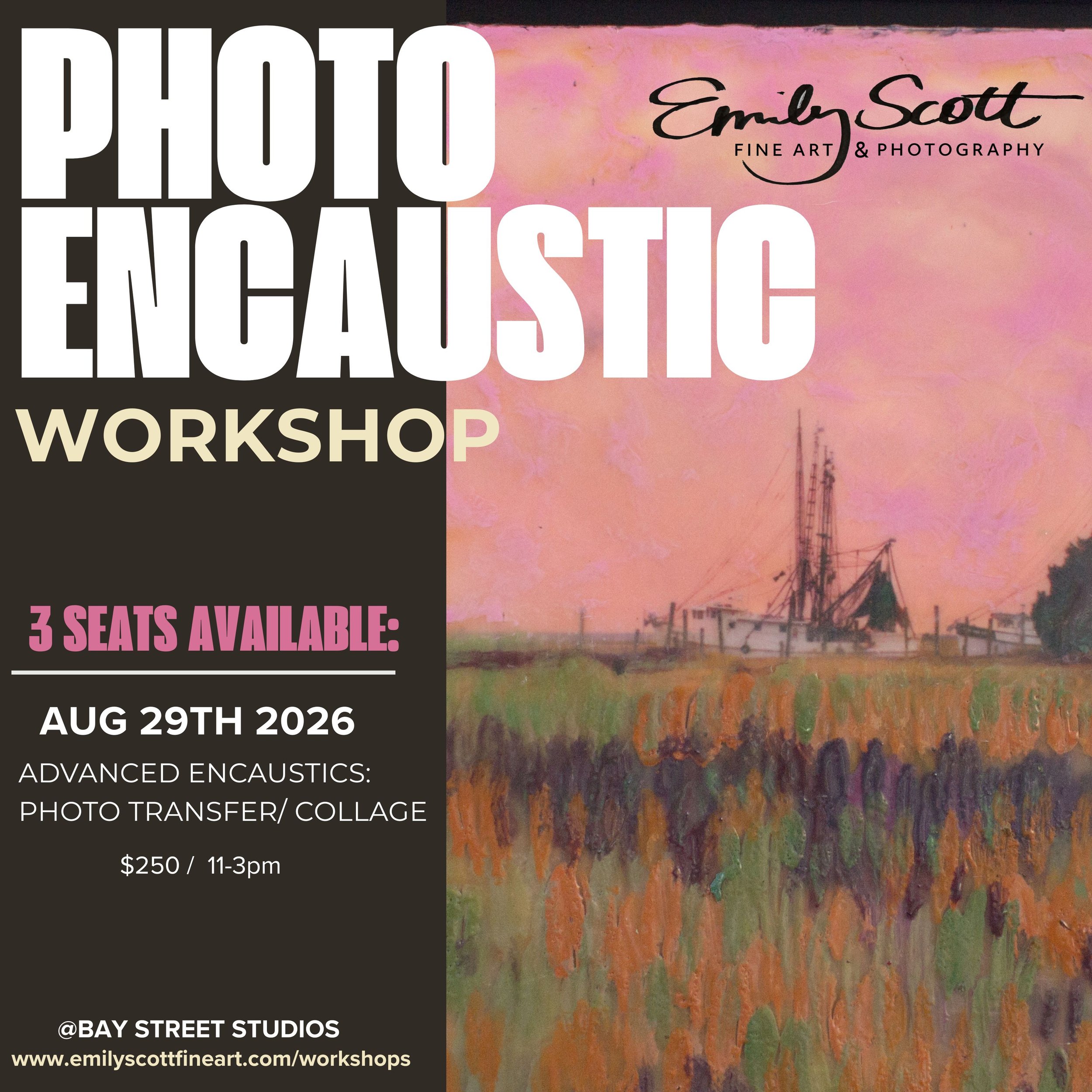 This exciting workshop will bring together several methods to create beautiful, layered artworks that can be both a photograph and a painting. 
 
Photo Encaustic involves printing Your selected photograph on lightweight tea paper and embedding the im