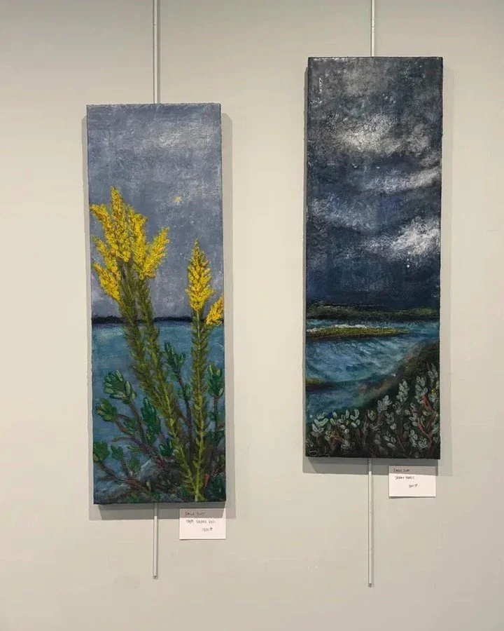 Two paintings, two moods, one beautiful Lowcountry landscape.

From golden blooms to dramatic blue skies, each piece captures a different feeling of the coast.

Which one would you choose for your home, the golden blooms or the deep blues?

Both piec