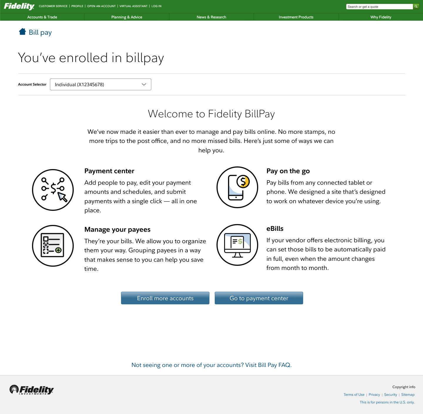 Enrollment Confirmation Page