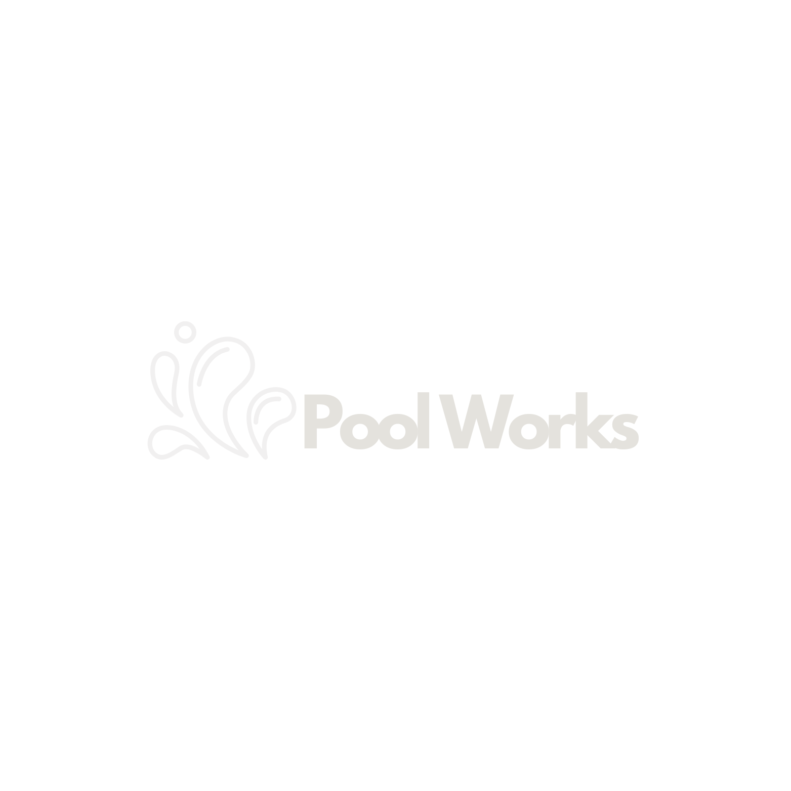 Logo for Pod Works featuring a stylized splash of water and the company name in gray text on a black background.