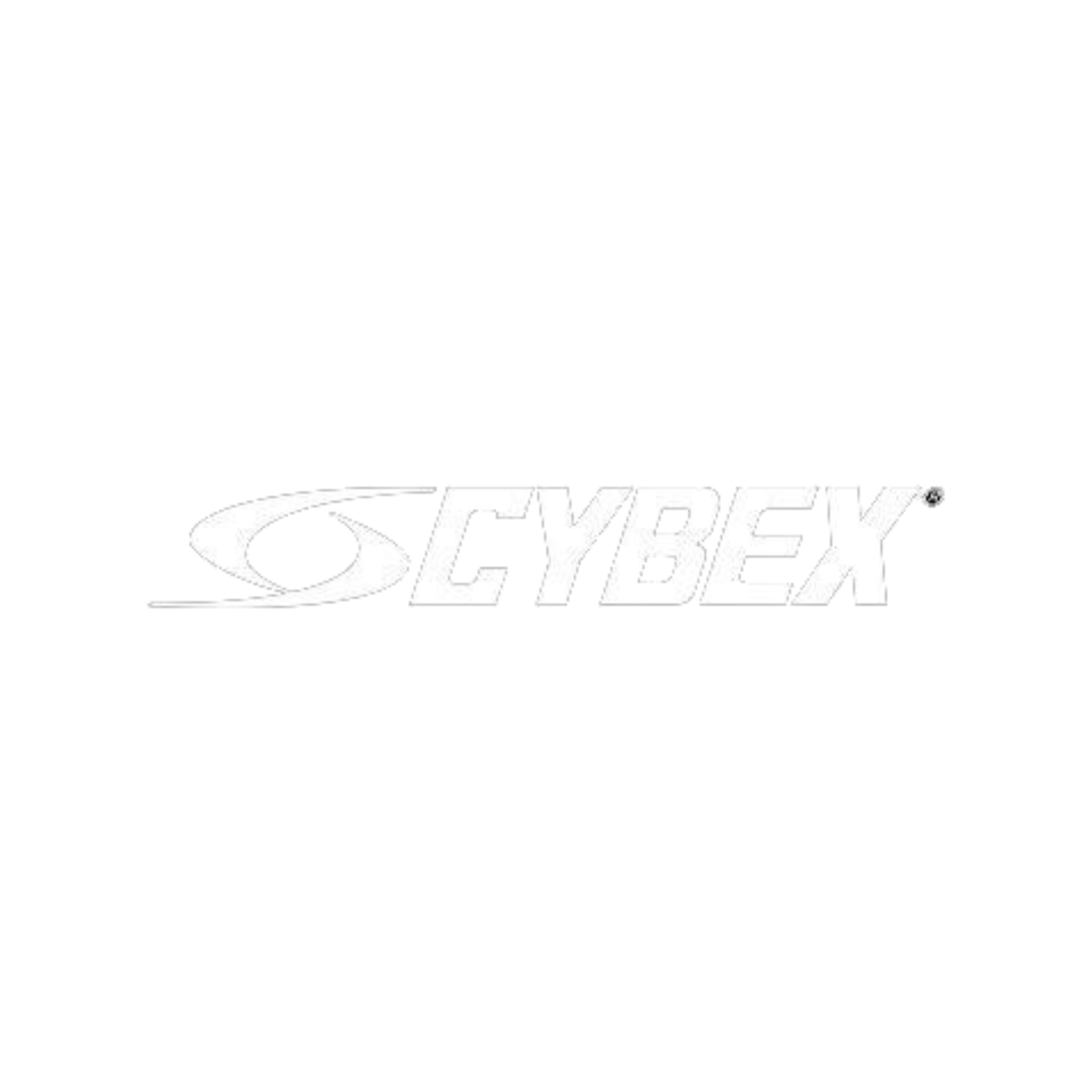 Black background with a white stylized logo and the word CYBEX in bold white capital letters.