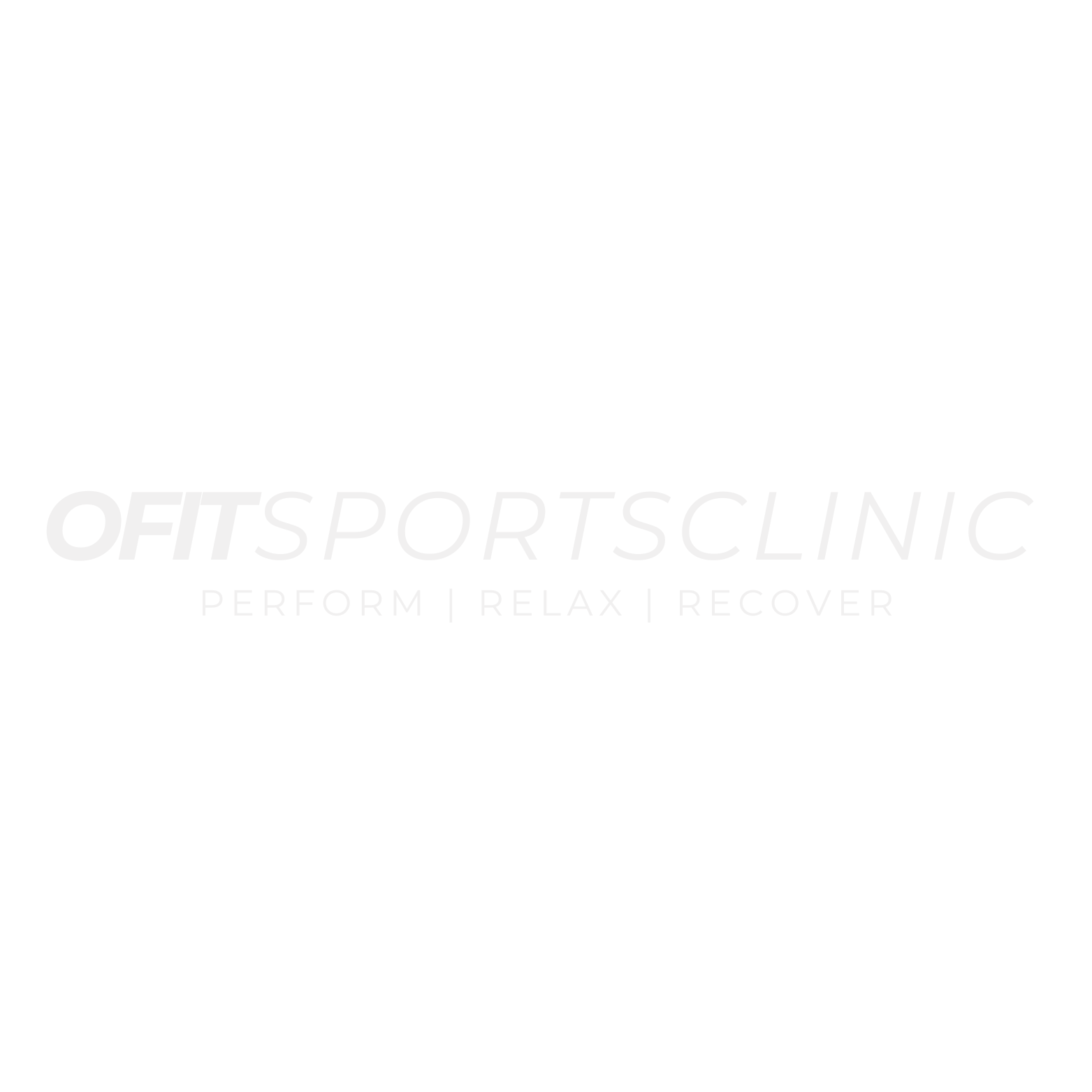 Logo for Offit Sports Clinic with the tagline 'Perform, Relax, Recover' in white text on a black background.