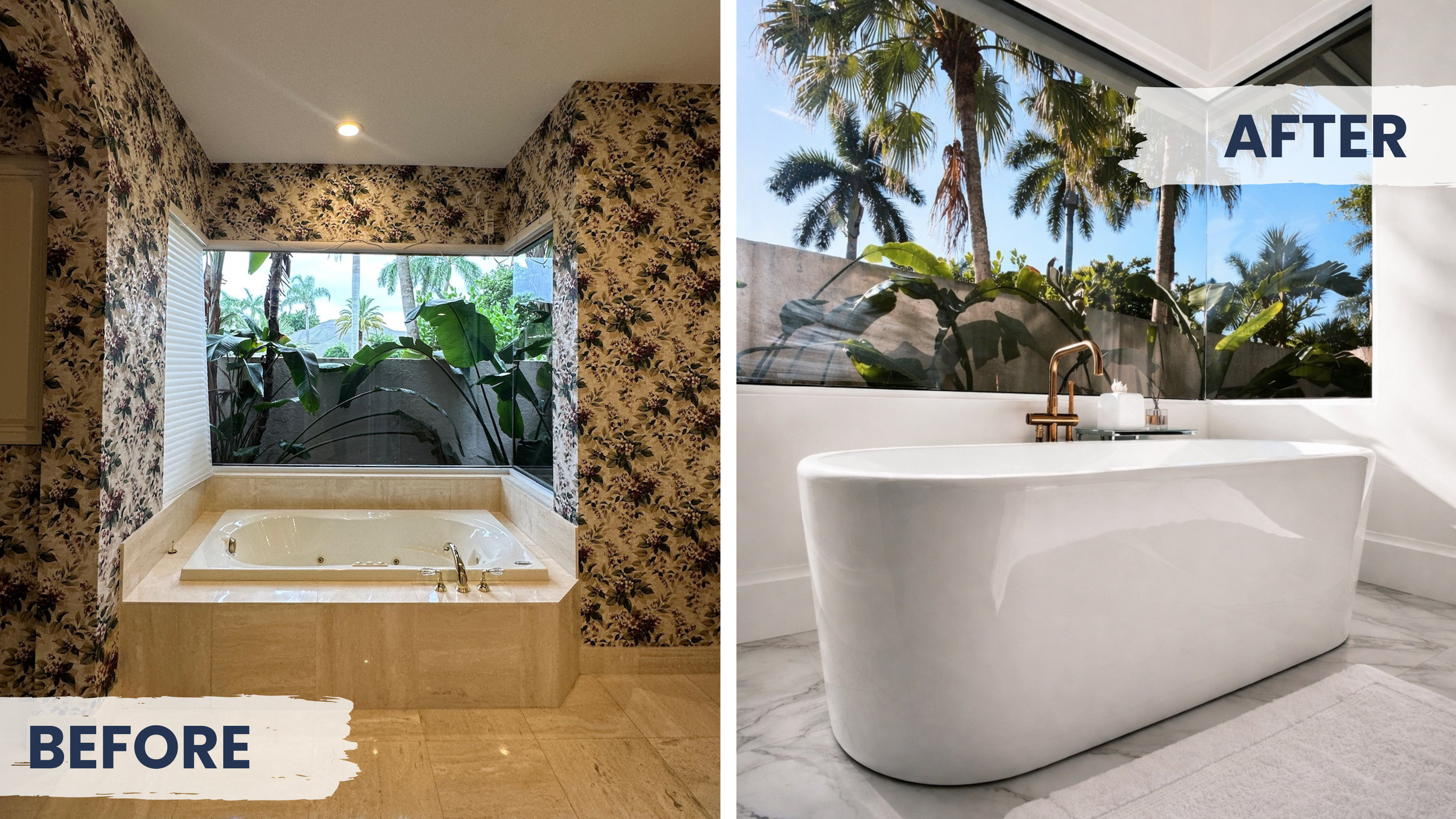 Luxurious modern bathroom with custom cabinetry, high-end finishes, and a spa-like design, featuring sleek fixtures and elegant tiling in a Palm Beach County home.