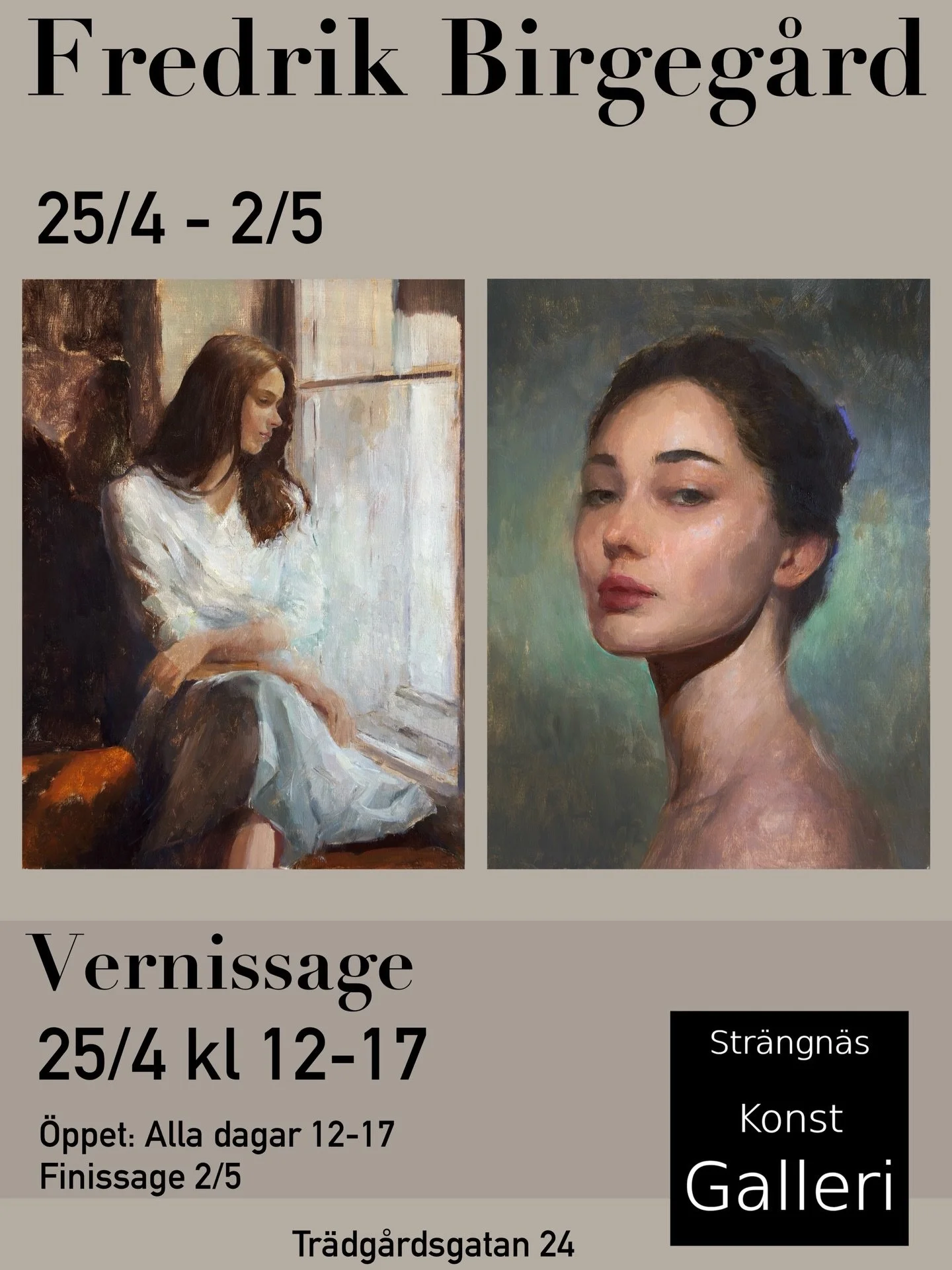 Mellan 25/4 och 2/5 g&auml;star jag Str&auml;ngn&auml;s konstgalleri och visar nya figurativa verk, portr&auml;tt samt en stor kollektion f&aring;glar. V&auml;lkomna! 

#konstutst&auml;llning #konstn&auml;r #str&auml;ngn&auml;s #konstgalleri #oljem&a