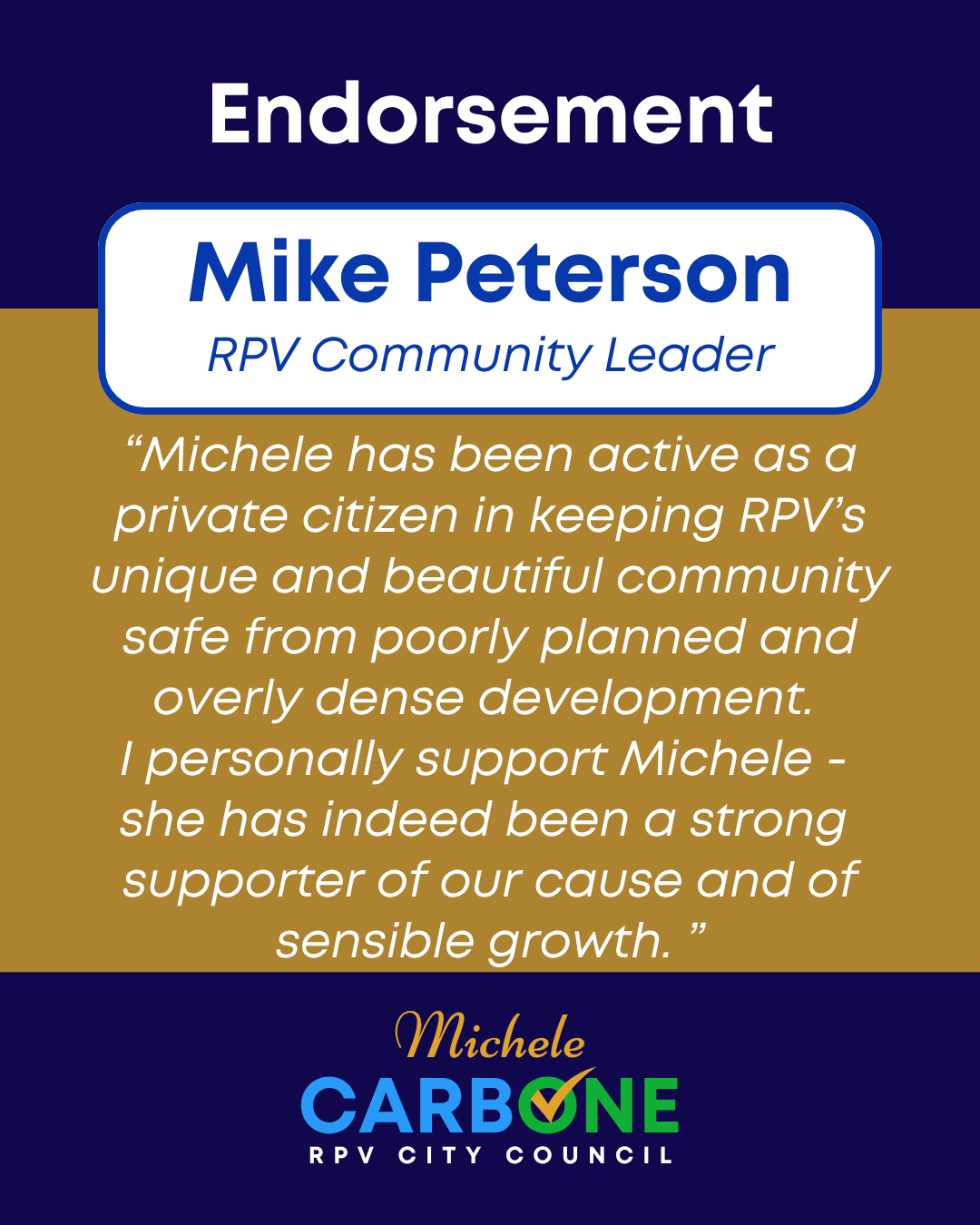 RPV Community Leader Endorses Michele (Click to Read)