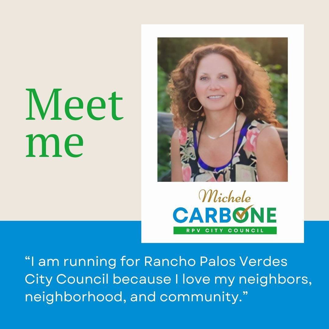 👋Meet me: Michele Carbone! 

Simply put, the reason I am running for City Council is because I love RPV. 

In the next couple months, you will have the opportunity to learn about my values and the issues near and dear to my heart.

Thanks for follow