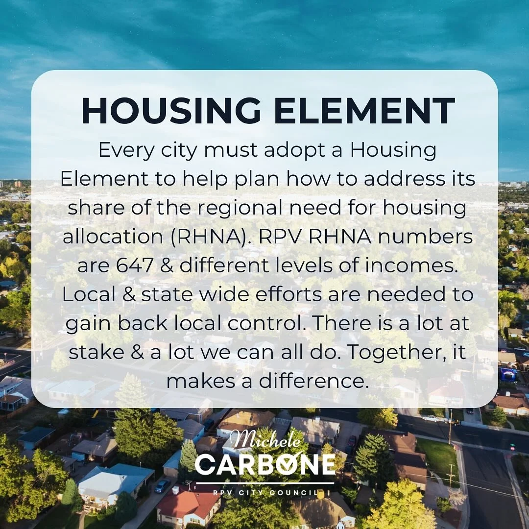 We can make a big difference in our community by voting for the right leaders and the right legislations. 

I am extremely knowledgeable about the Housing Element and in particular the RPV Housing Element as my neighborhood, Abalone Cove was directly