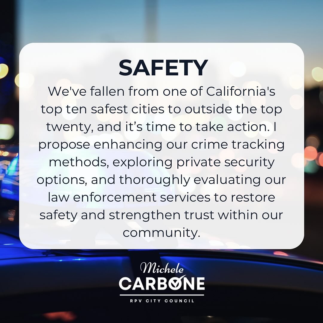 Safety is one of my top priorities, and it is vital for residents actively engage in this effort. We need someone to lead Rancho Palos Verdes with thoughtful solutions. 

Read my thoughts on potential solutions and the idea for a formation of a resid