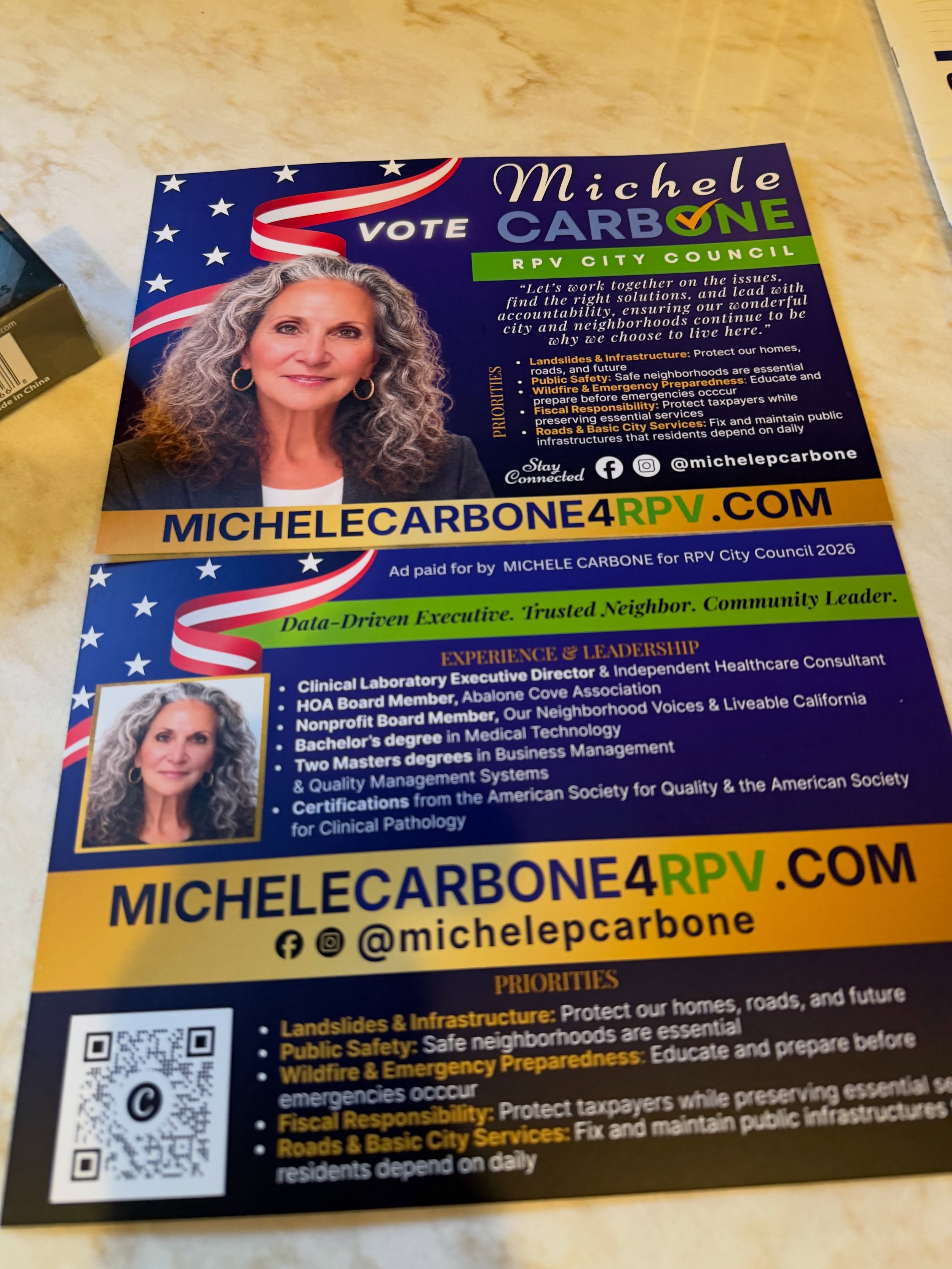Here&rsquo;s a look at the front and back of my campaign flyer, created to help our community get to know me, my experience, and my priorities for Rancho Palos Verdes!

The takeaway?
✅ I bring the experience and qualifications to lead.
✅ I offer a fr