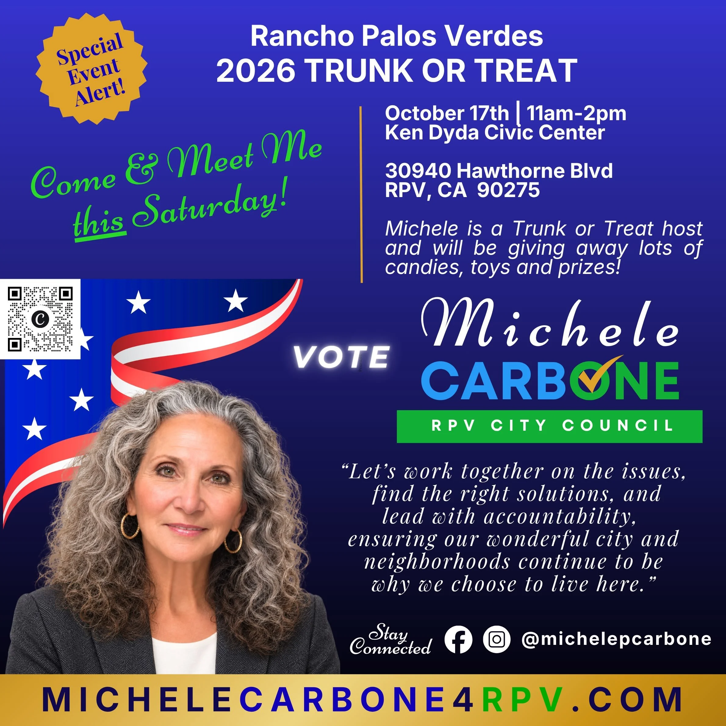 Michele Carbone is excited to be a Trunk or Treat HOST at Rancho Palos Verdes&rsquo; annual community event! 🎃

Bring the kids, dress up in your favorite costumes, and stop by Michele&rsquo;s trunk for lots of candy, toys, and prizes! 

It&rsquo;s a
