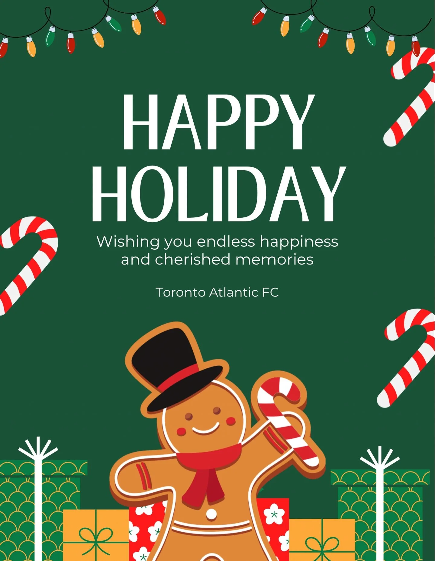 Happy Holidays from all of us at Toronto Atlantic FC 🎄⚽️
Thank you to our players, families, and community for an incredible year of passion, growth, and teamwork. Wishing you a season filled with joy, health, and plenty of goals &mdash; on and off 