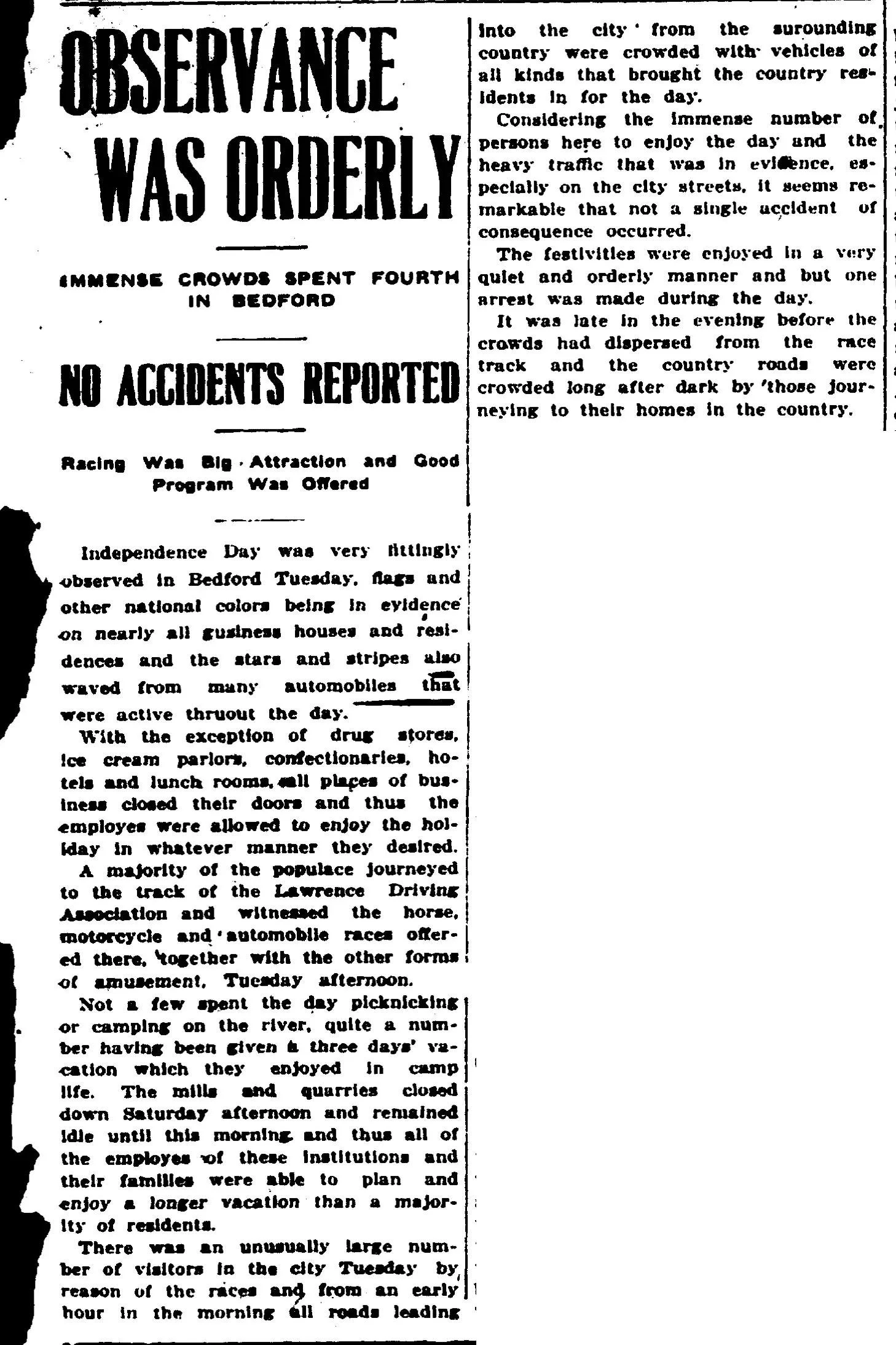 From the July 5, 1916 Bedford Democrat