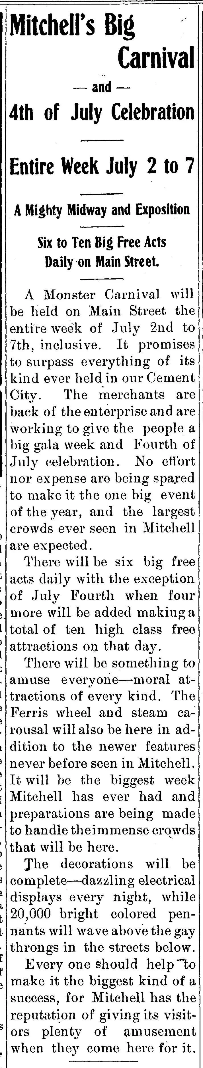 From the June 28, 1906 Mitchell Commercial