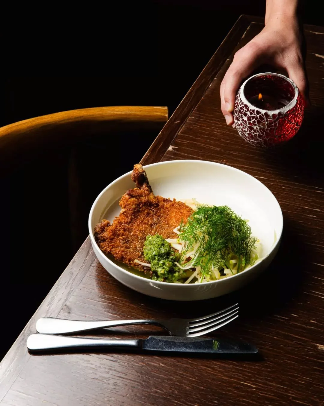 Taking center stage is our Pork Chop Milanese. We&rsquo;ve paired it with indulgent truffle mash, a crisp fennel and green apple salsa, and a zesty nectarine nahm jim for that perfect kick. A masterclass in balance and flavour. Stop by and try it for