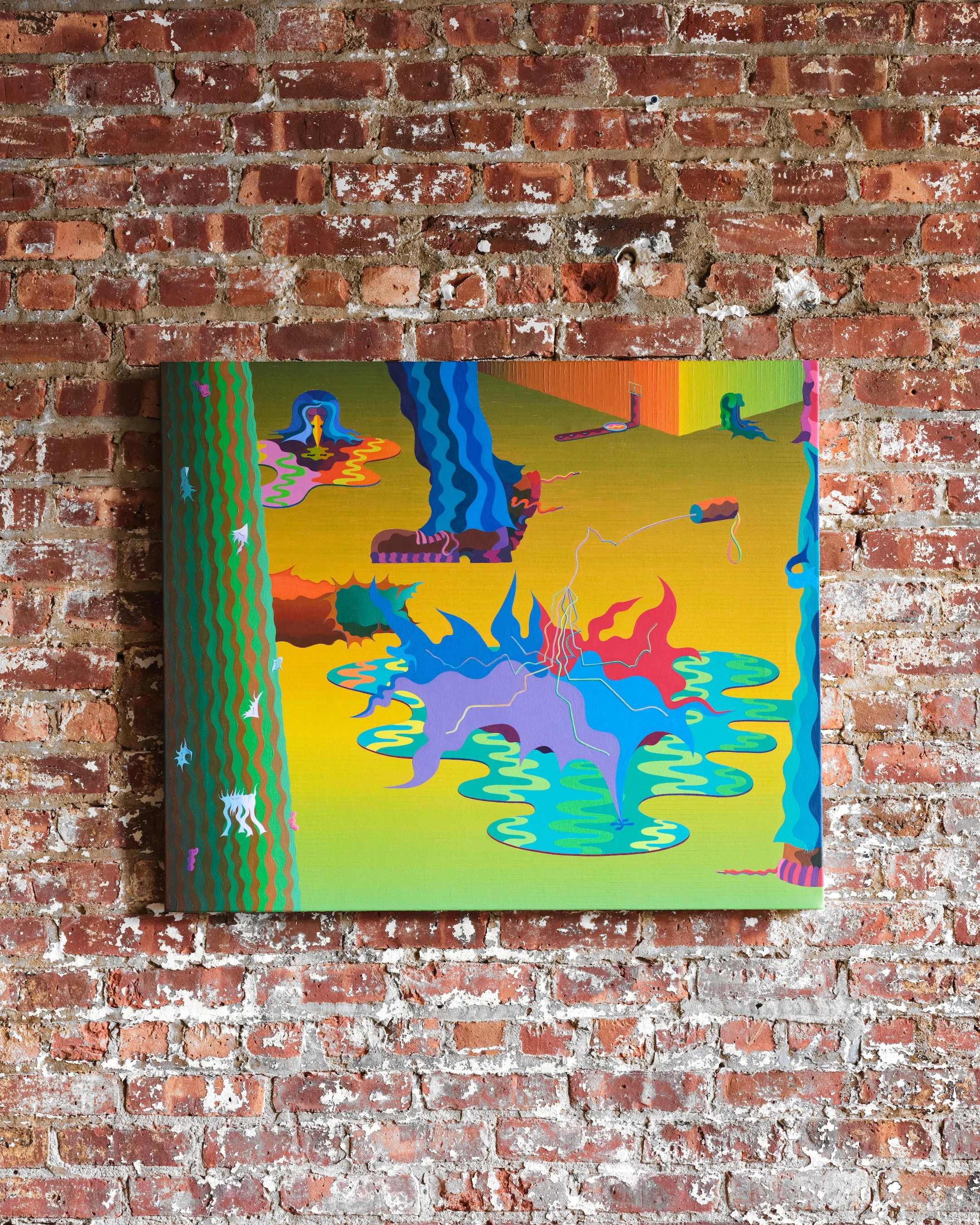 A little bit of rain, 2025. 
Acrylic and pigment on canvas. 
30" x 40"