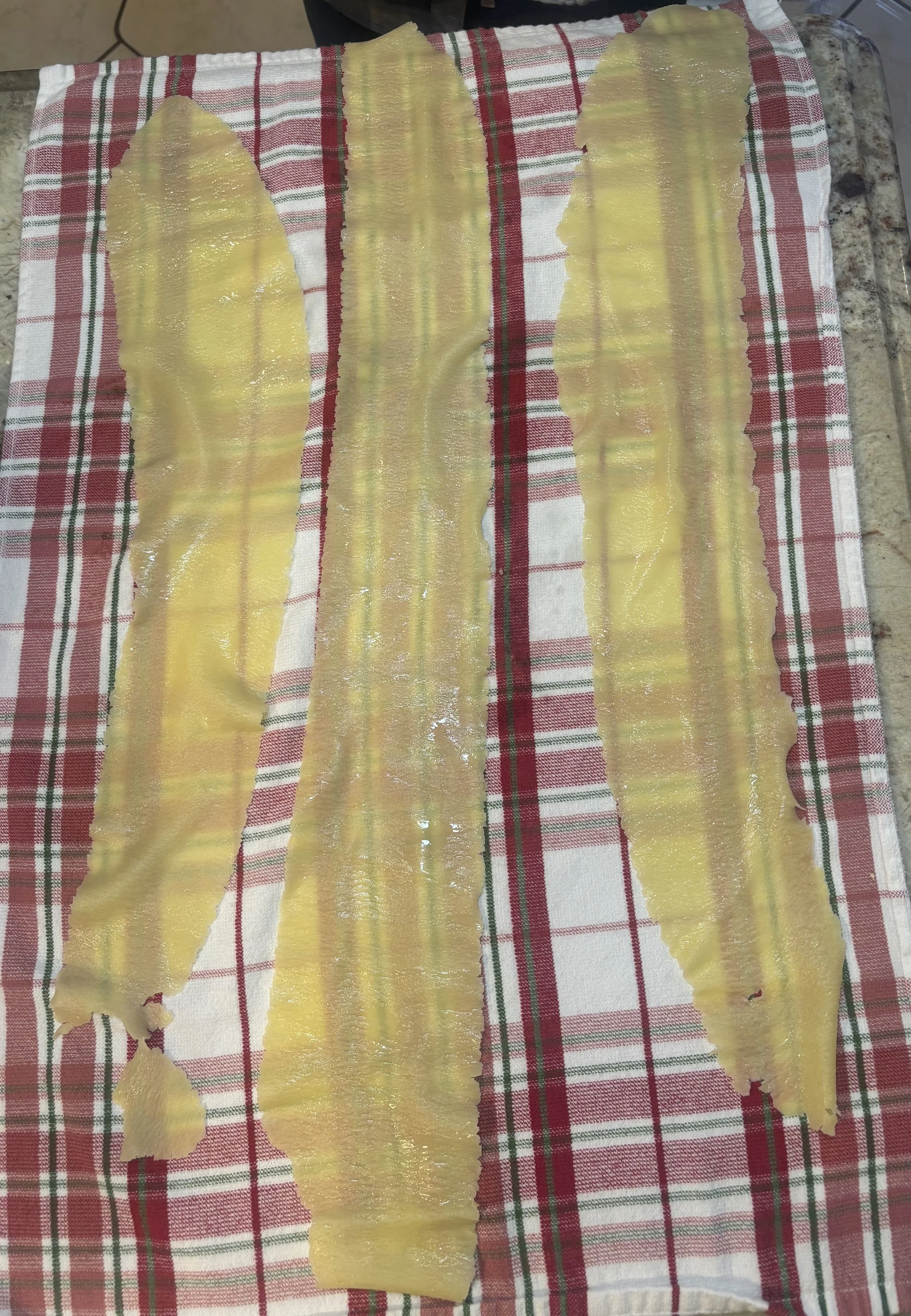 Lay out cooked pasta and gently dry with towels