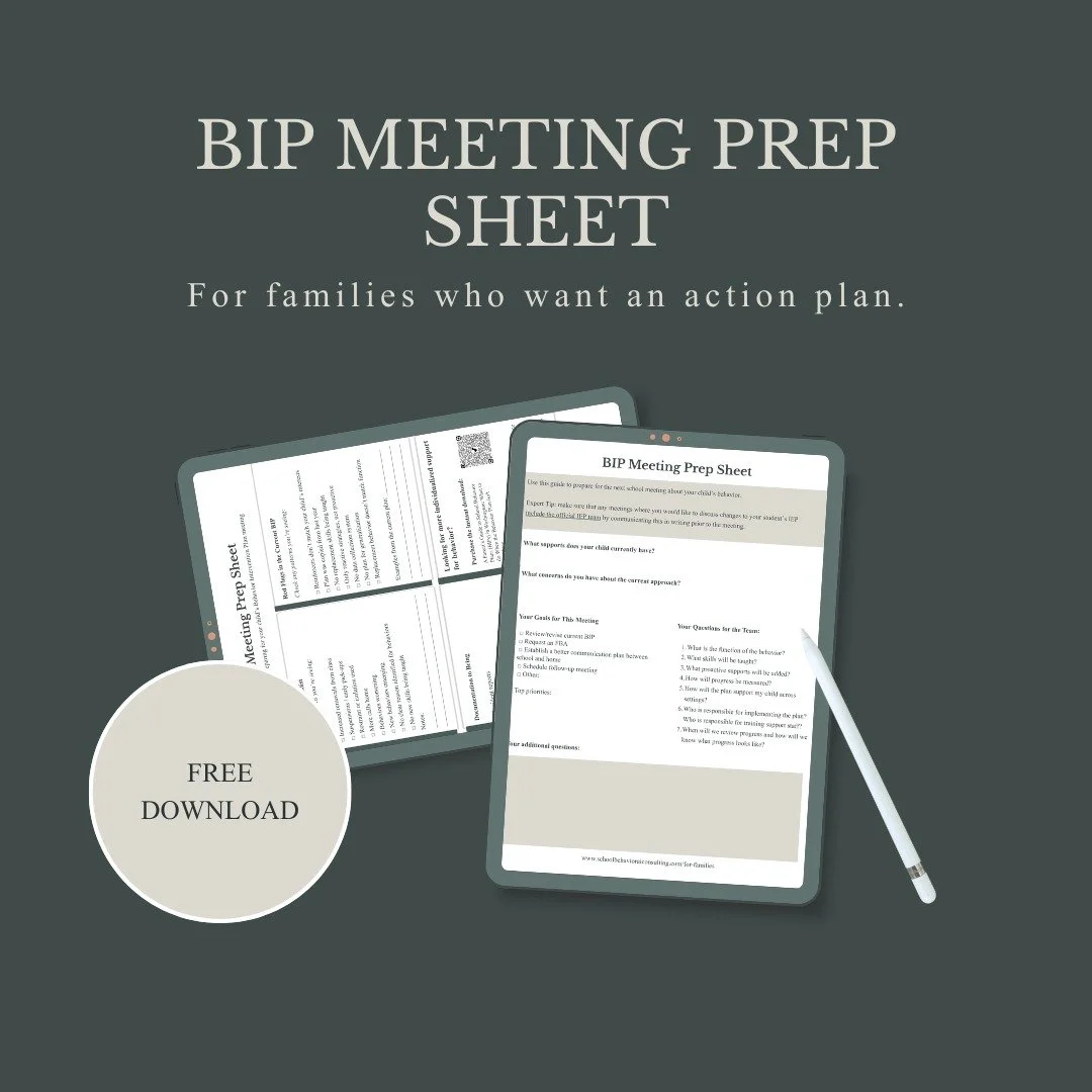 Dear families: I made something for you! If you are feeling overwhelmed with the SPED process and now your school is adding a behavior plan, this tool is for you! Link to download in bio.