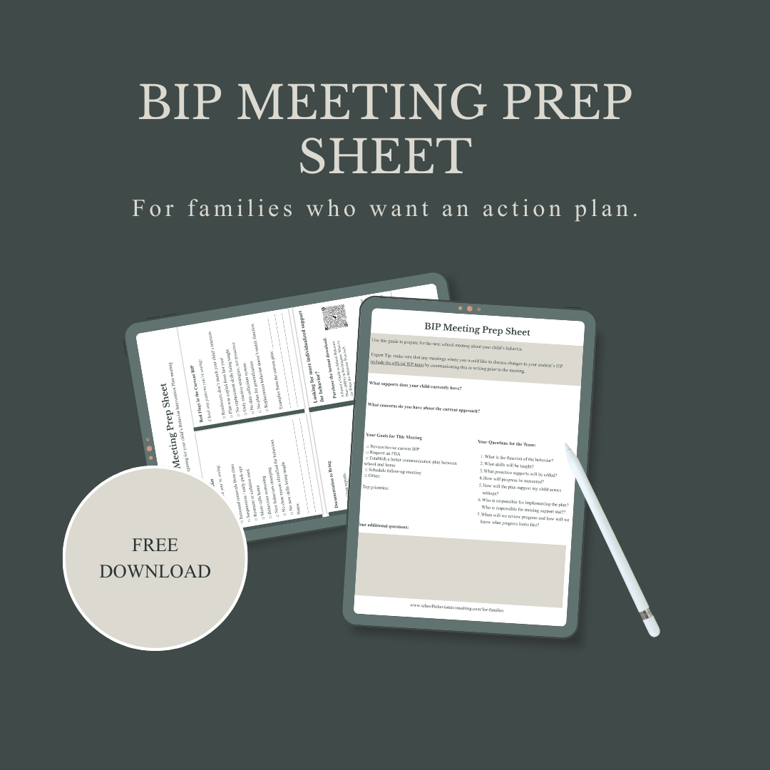 IEP & Behavior Resources for Washington Families | Free BIP Prep Sheet ...