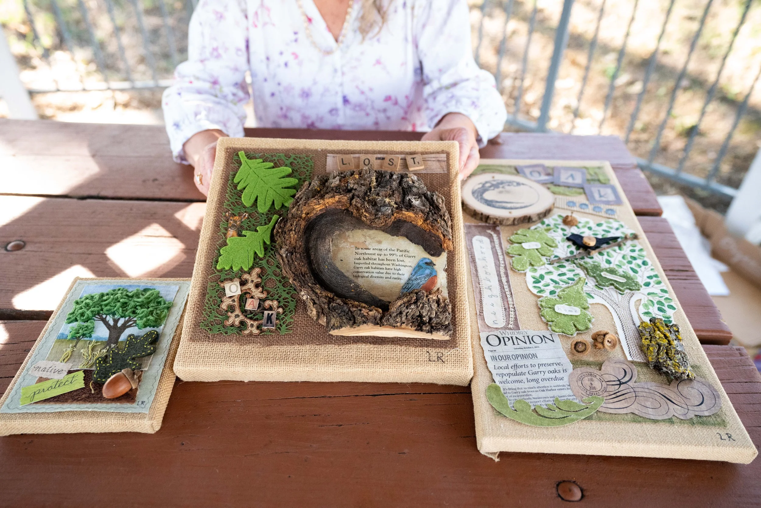 Laura Renninger,  mixed media assemblages.