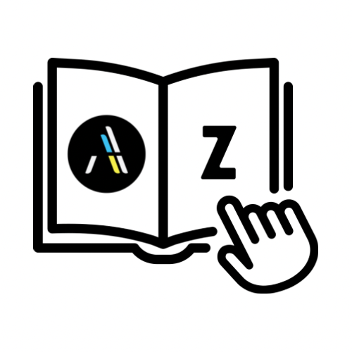 Graphic of a glossary with The Amalgamation logo representing the letter A