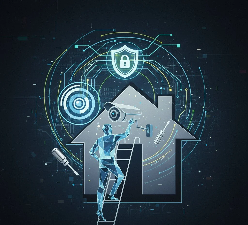 Outdoor security camera installation on residential home by professional technician  Broward Miami Palm Beach