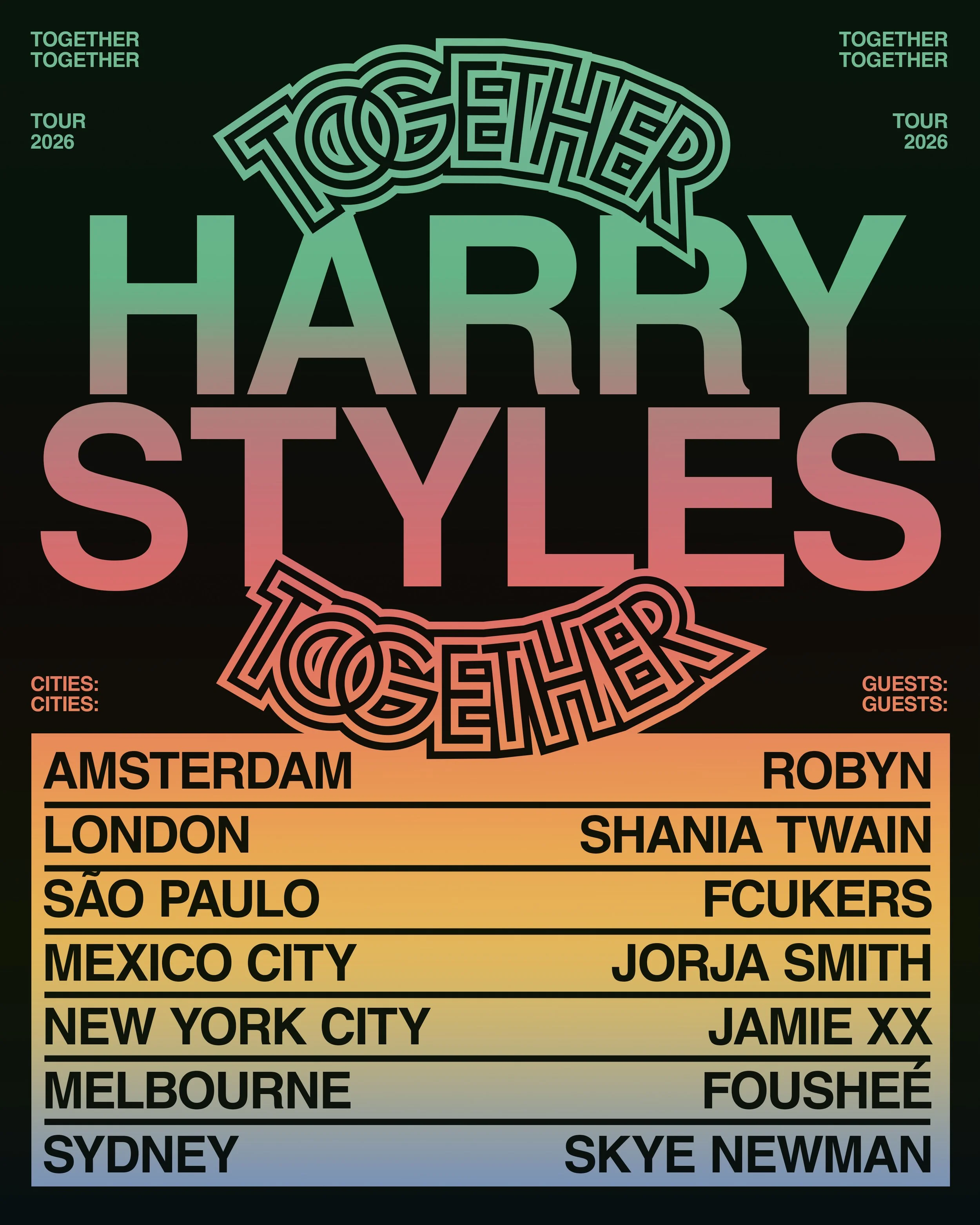 HARRY STYLES RETURNS WITH A SEVEN CITY GLOBAL RESIDENCY RUN – TOGETHER, TOGETHER