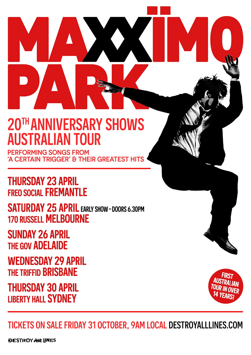 MAXÏMO PARK Announce 20th&nbsp;Anniversary Shows Australian Tour