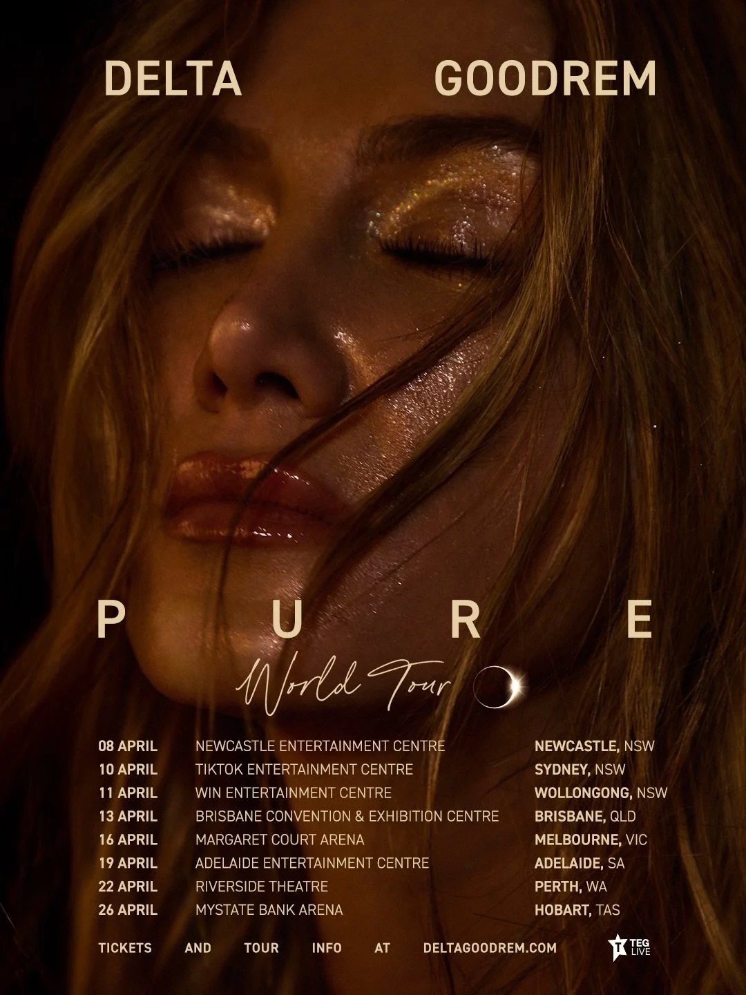 DELTA GOODREM&rsquo;S &ldquo;PURE WORLD TOUR&rdquo; COMING TO AUSTRALIA IN APRIL 2027

Multi-platinum, ARIA Award-winning artist Delta Goodrem has announced her &ldquo;PURE World Tour&rdquo; is coming to Australia in April 2027 in support of her fort