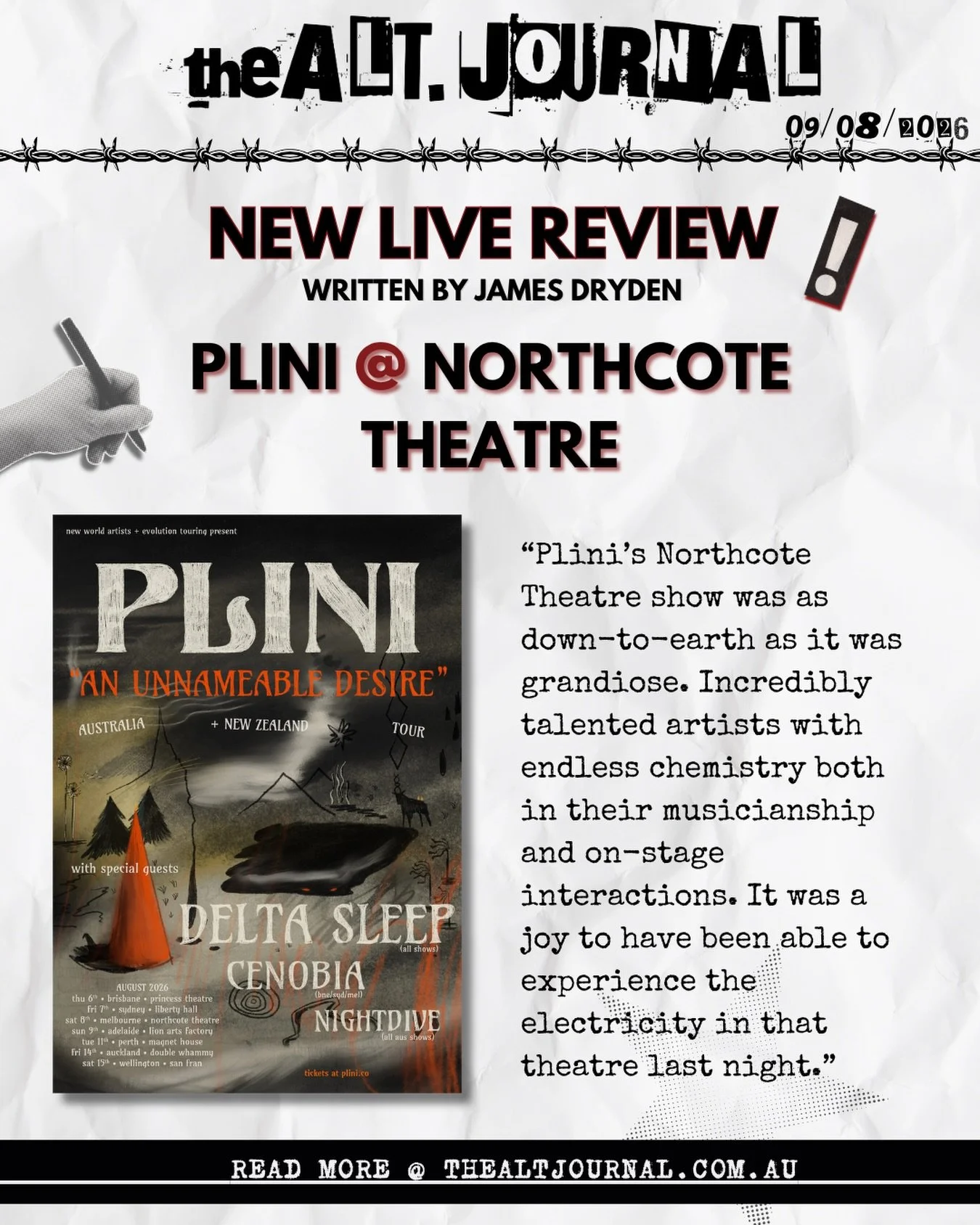 🎸PLINI LIVE @ NORTHCOTE THEATRE🎸

Check out the full review on our website 👉 thealtjournal.com.au📍

Thanks to @destroyalllines @dallasdoespr 

✍️ by @hamesdryden 

#plini #guitar #livereview #musicreview
