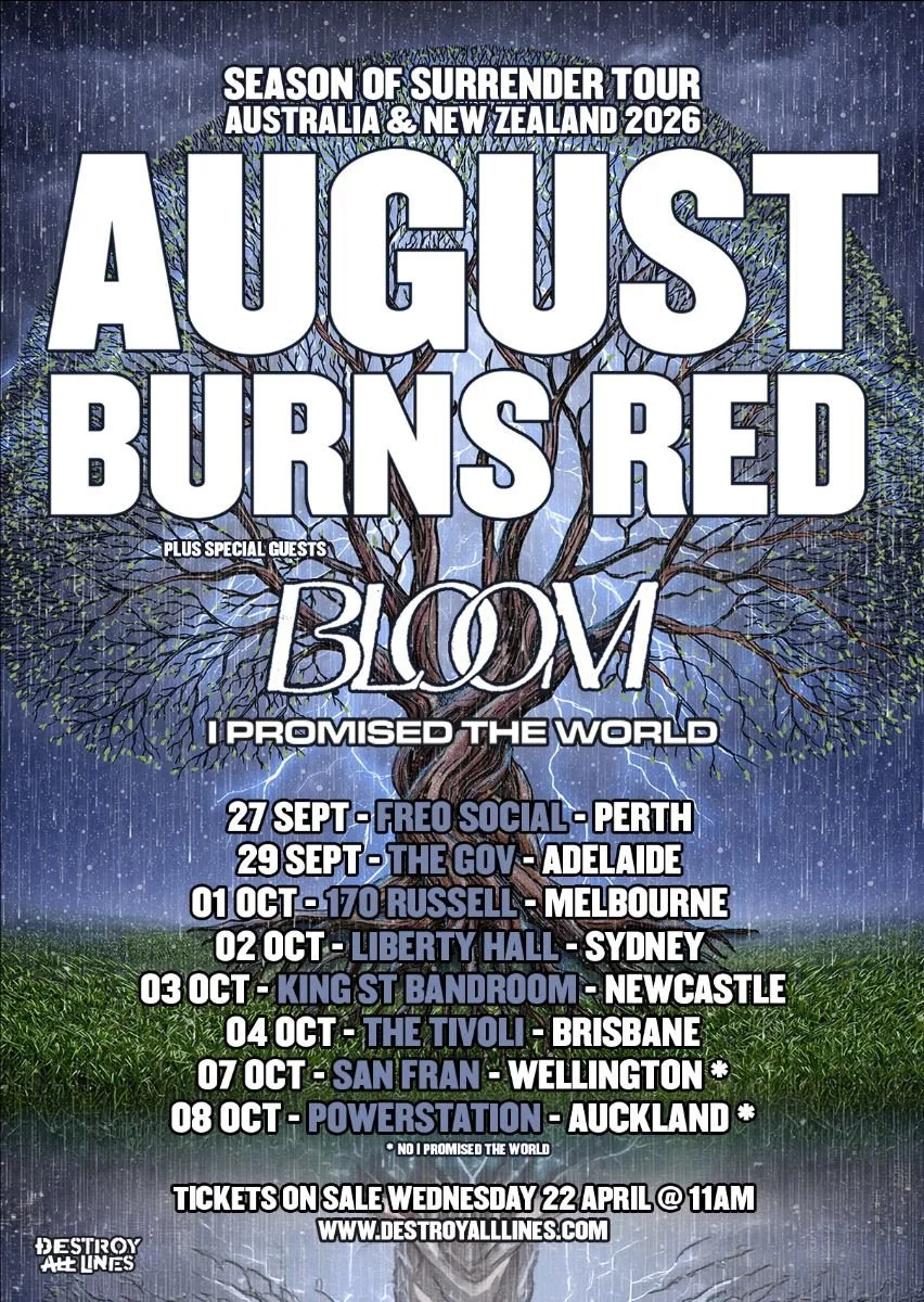 AUGUST BURNS RED SEASON OF SURRENDER TOUR AUSTRALIA &amp; NEW ZEALAND 2026