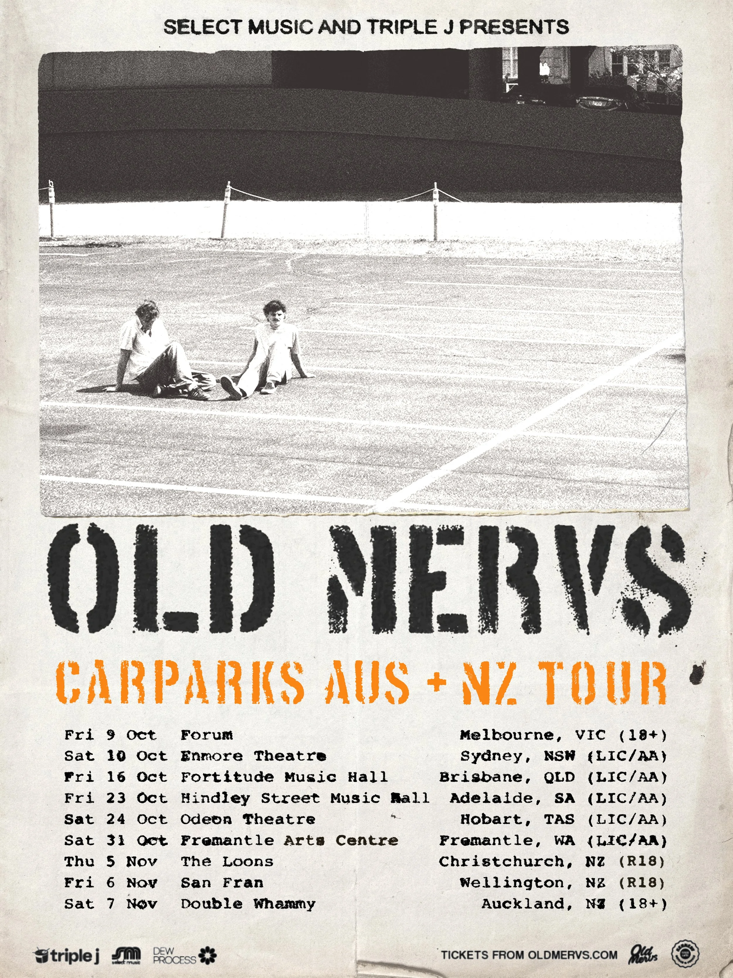 Old Mervs announce Carparks Australian and New Zealand Tour