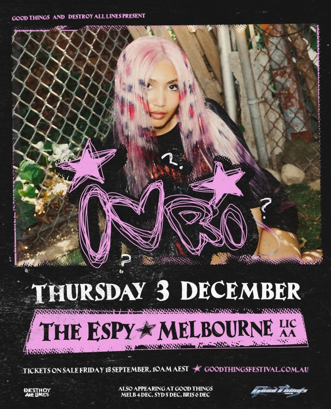🚨IVRI🚨

THURSDAY 3 DECEMBER - THE ESPY, MELBOURNE
 
Florida-born artist IVRI builds the world she sings from&mdash;one shaped by D.I.Y. alternative, intense pop, shoegaze, rock, and sci-fi soul. Her emotionally raw writing and genre-blurring sound 