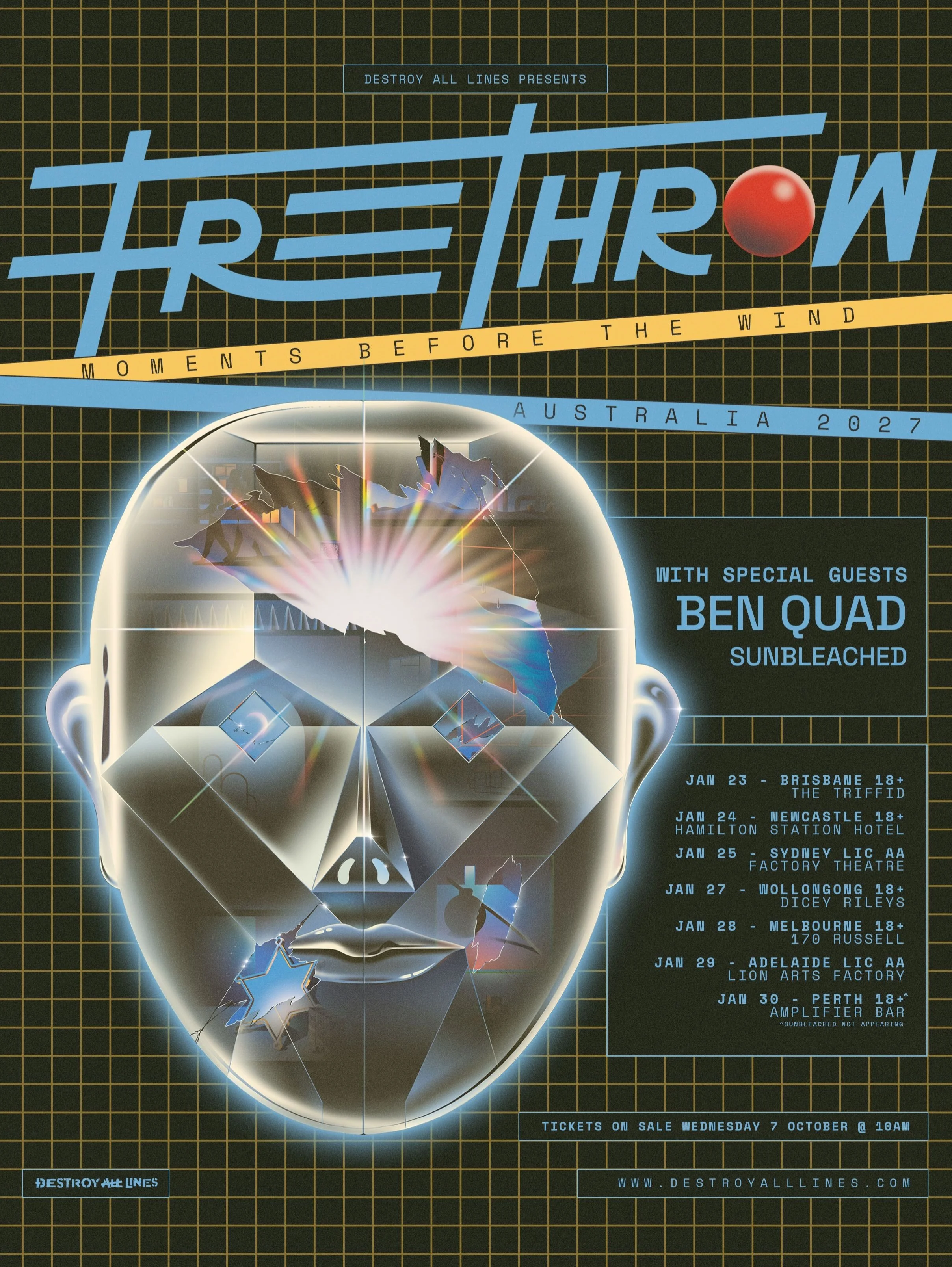 🚨FREE THROW ANNOUNCE AUSTRALIAN HEADLINE TOUR FOR JANUARY 2027🚨
WITH SUPPORT FROM BEN QUAD (US) + SUNBLEACHED
TICKETS ON SALE WEDNESDAY 10 OCTOBER VIA DESTROY ALL LINES

Nashville alternative emo rockers Free Throw are heading back to Australia in 