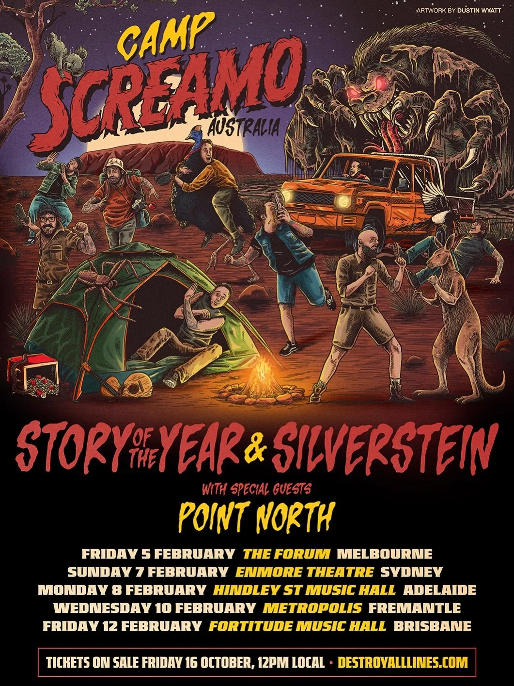 🚨STORY OF THE YEAR + SILVERSTEIN
CAMP SCREAMO AUSTRALIAN TOUR 2027🚨

WITH SPECIAL GUESTS
POINT NORTH (USA)

Pack your bags Australia, Camp Screamo is headed our way in 2027! Hot off selling out their Camp Screamo co-headline run across North Americ