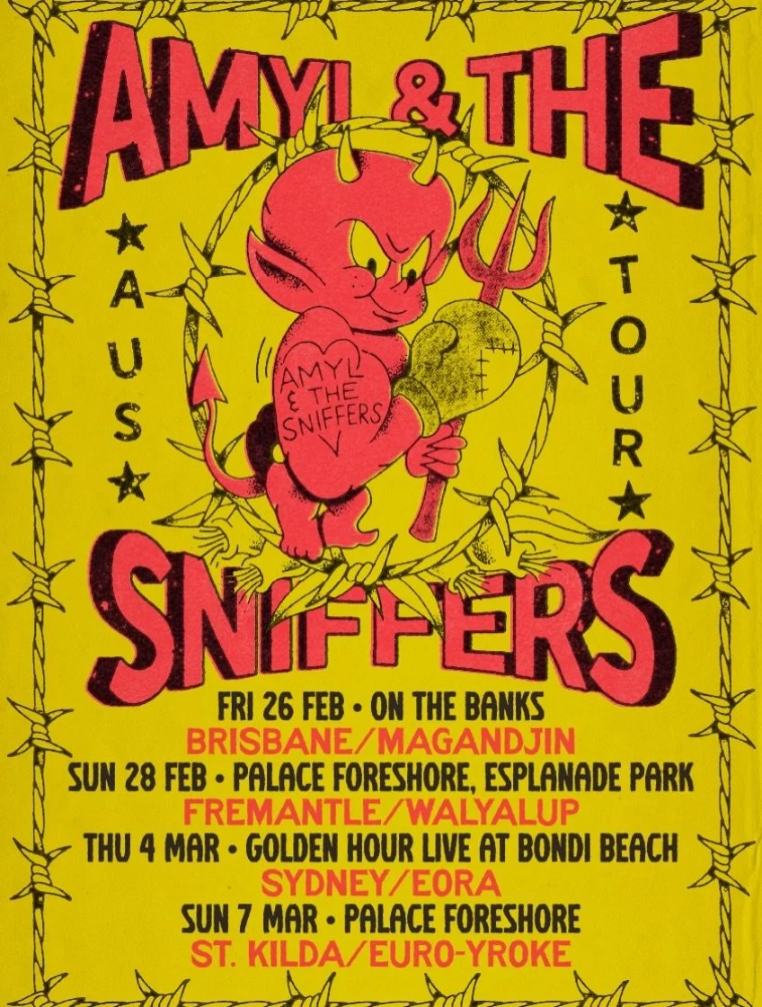 ‼️Amyl and The Sniffers Announce Summer Tour 2027‼️

Since releasing their third album, Cartoon Darkness, in 2024, Amyl and The Sniffers have blazed a trail around the world &ndash; taking in Grammy and Brit Award nominations and ARIA Award wins, glo