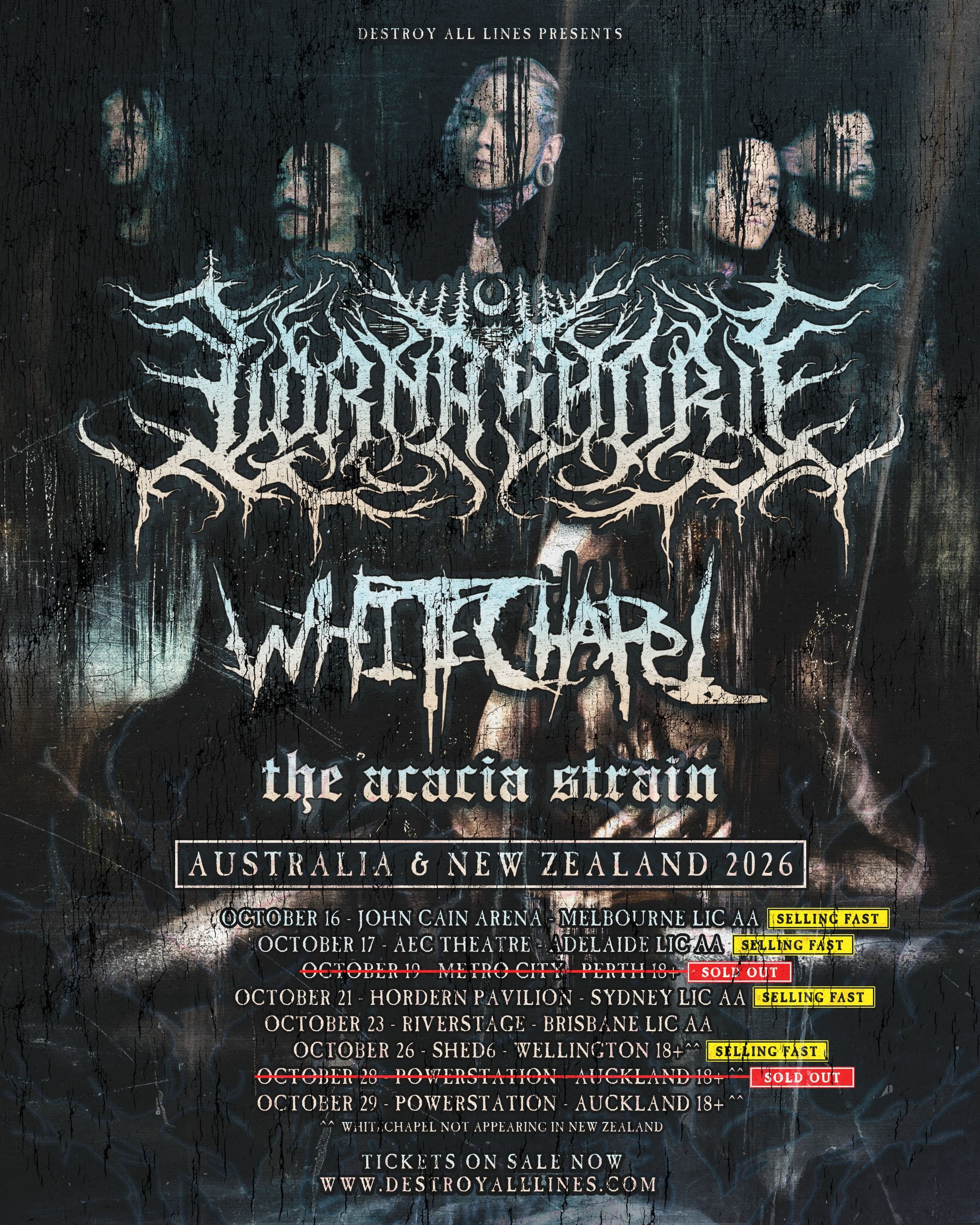 🚨LORNA SHORE🚨
AUSTRALIA &amp; NEW ZEALAND TOUR 2026
WITH SPECIAL GUESTS
WHITECHAPEL (AUS ONLY) + THE ACACIA STRAIN

STARTS THIS WEEK!
TICKETS ARE SELLING FAST

Australia and New Zealand prepare to enter the abyss with LORNA SHORE for the biggest de