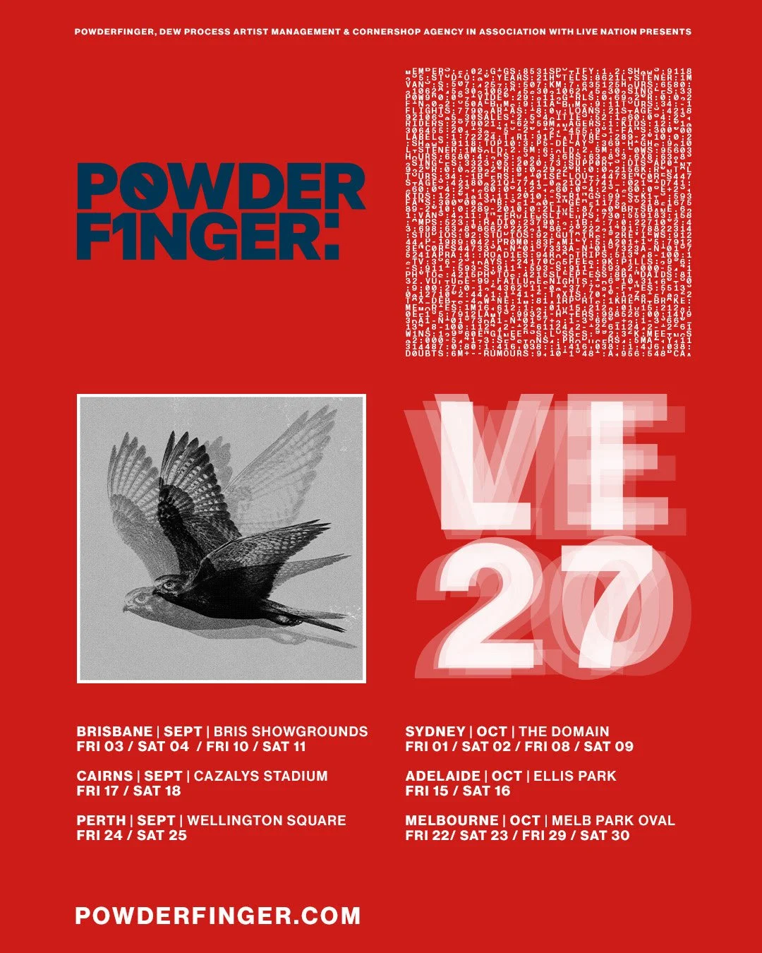 POWDERFINGER TOURING AUSTRALIA IN SEP &amp; OCT 2027BRISBANE | CAIRNS | PERTH | SYDNEY | ADELAIDE | MELBOURNE