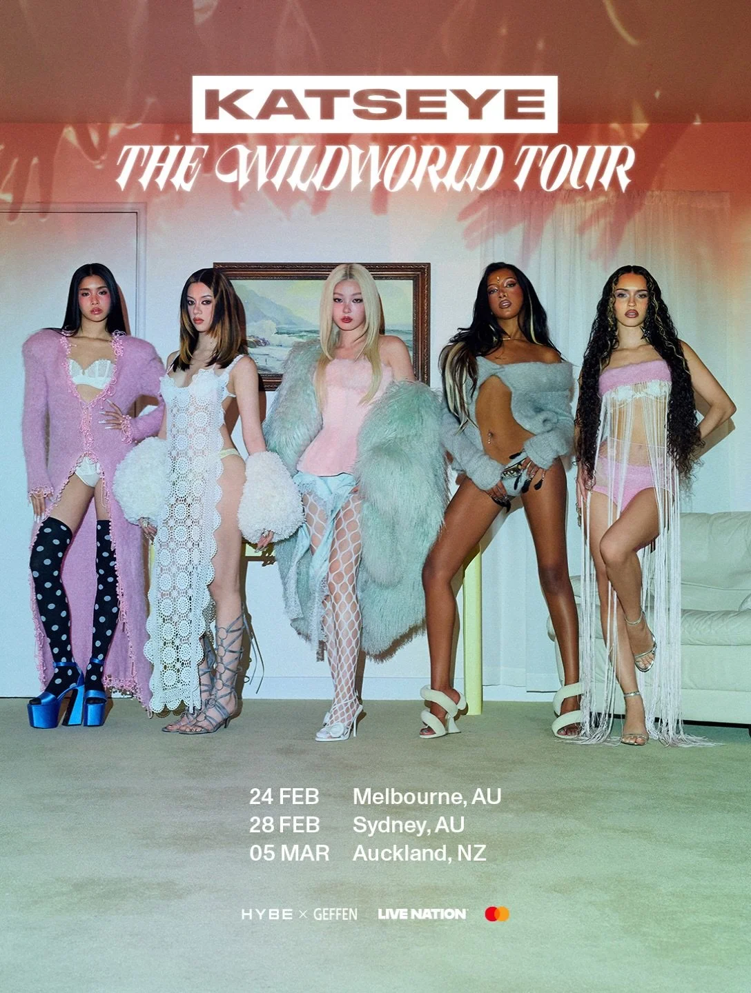 🚨KATSEYE EXTENDS SOLD-OUT &lsquo;WILDWORLD TOUR&rsquo; WITH NEW 2027 DATES ACROSS ASIA, AUSTRALIA AND NEW ZEALAND

NEW EP, WILD, AVAILABLE NOW VIA HYBE x GEFFEN RECORDS

TICKET PRESALES BEGIN WEDNESDAY 4 NOVEMBER
GENERAL ONSALE FRIDAY 6 NOVEMBER AT 
