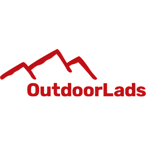 Outdoor-Lads logo with mountain imagery and red text.